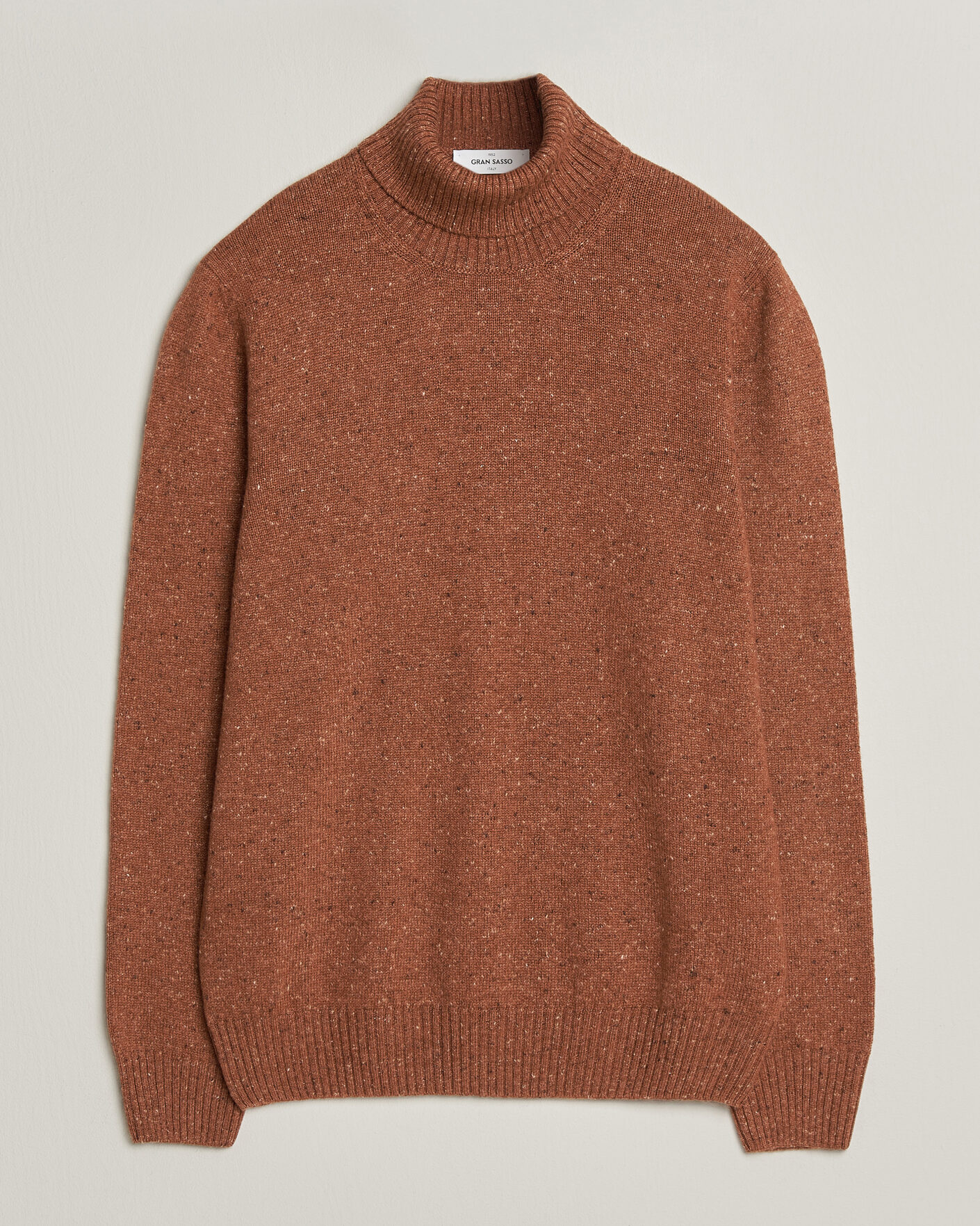 Herre | Gensere | Gran Sasso | Wool/Cashmere Donegal Rollneck Rust Orange
