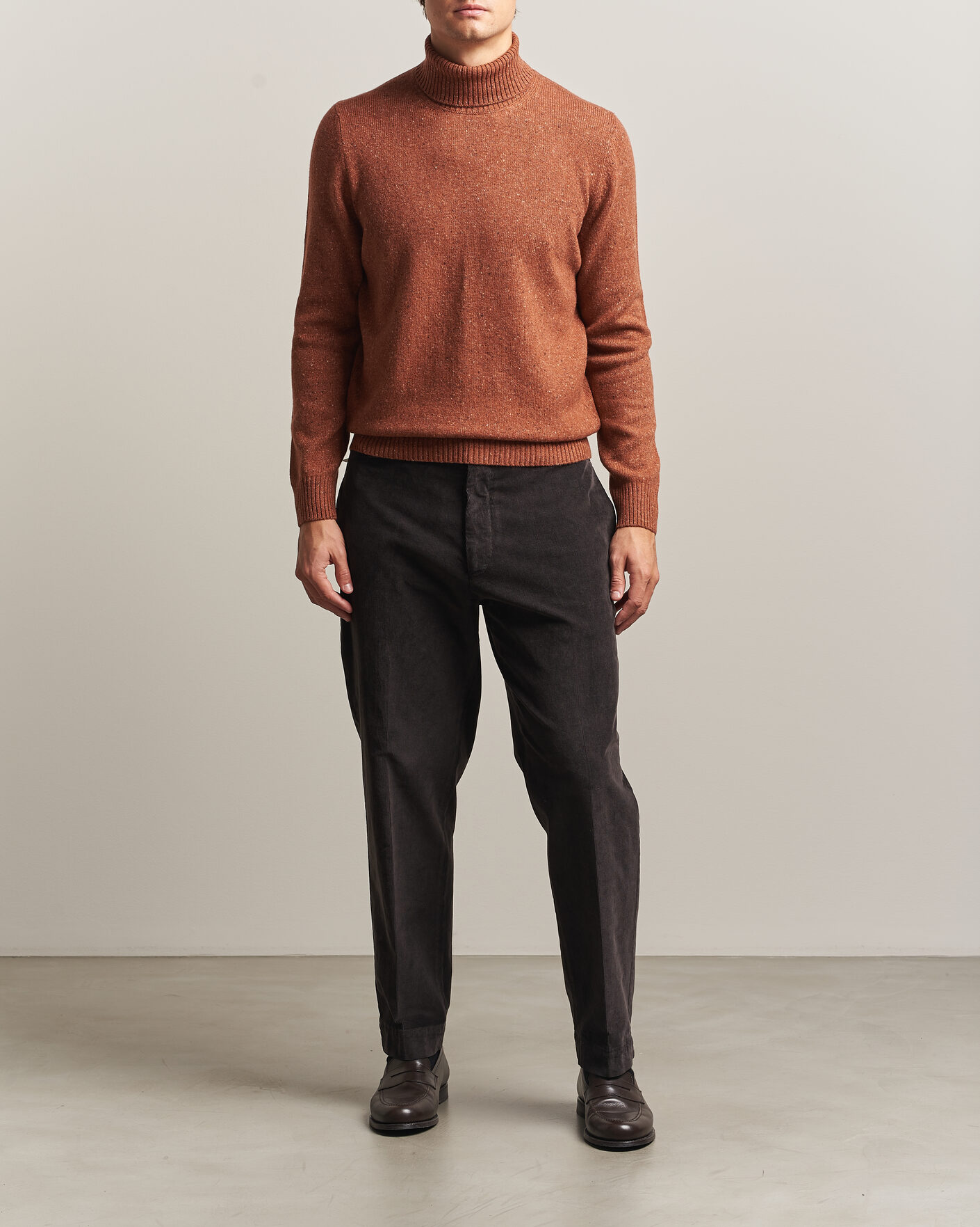 Herre | Gensere | Gran Sasso | Wool/Cashmere Donegal Rollneck Rust Orange