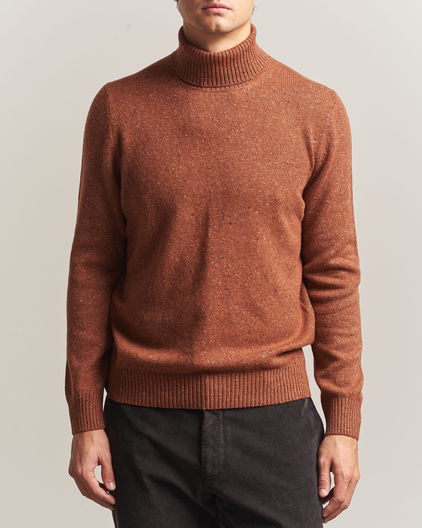Herre | Gensere | Gran Sasso | Wool/Cashmere Donegal Rollneck Rust Orange