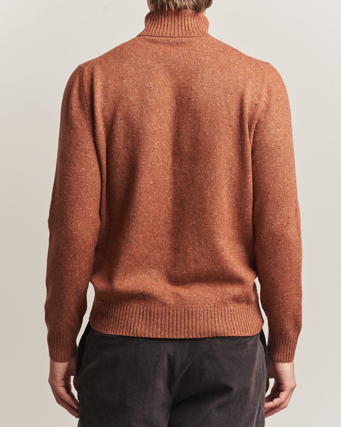 Herre | Gensere | Gran Sasso | Wool/Cashmere Donegal Rollneck Rust Orange