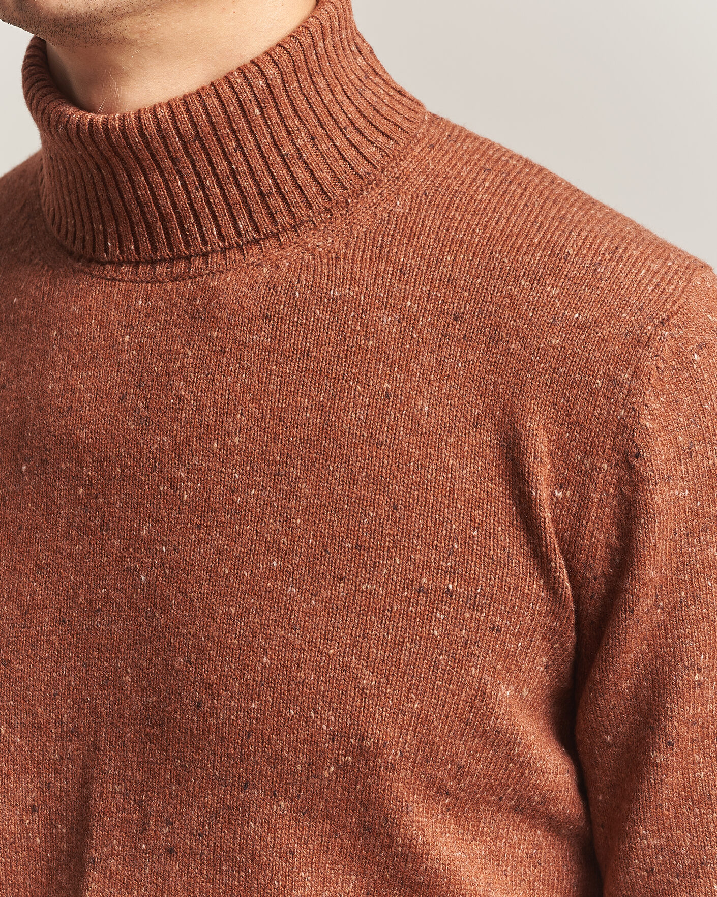 Herre | Gensere | Gran Sasso | Wool/Cashmere Donegal Rollneck Rust Orange