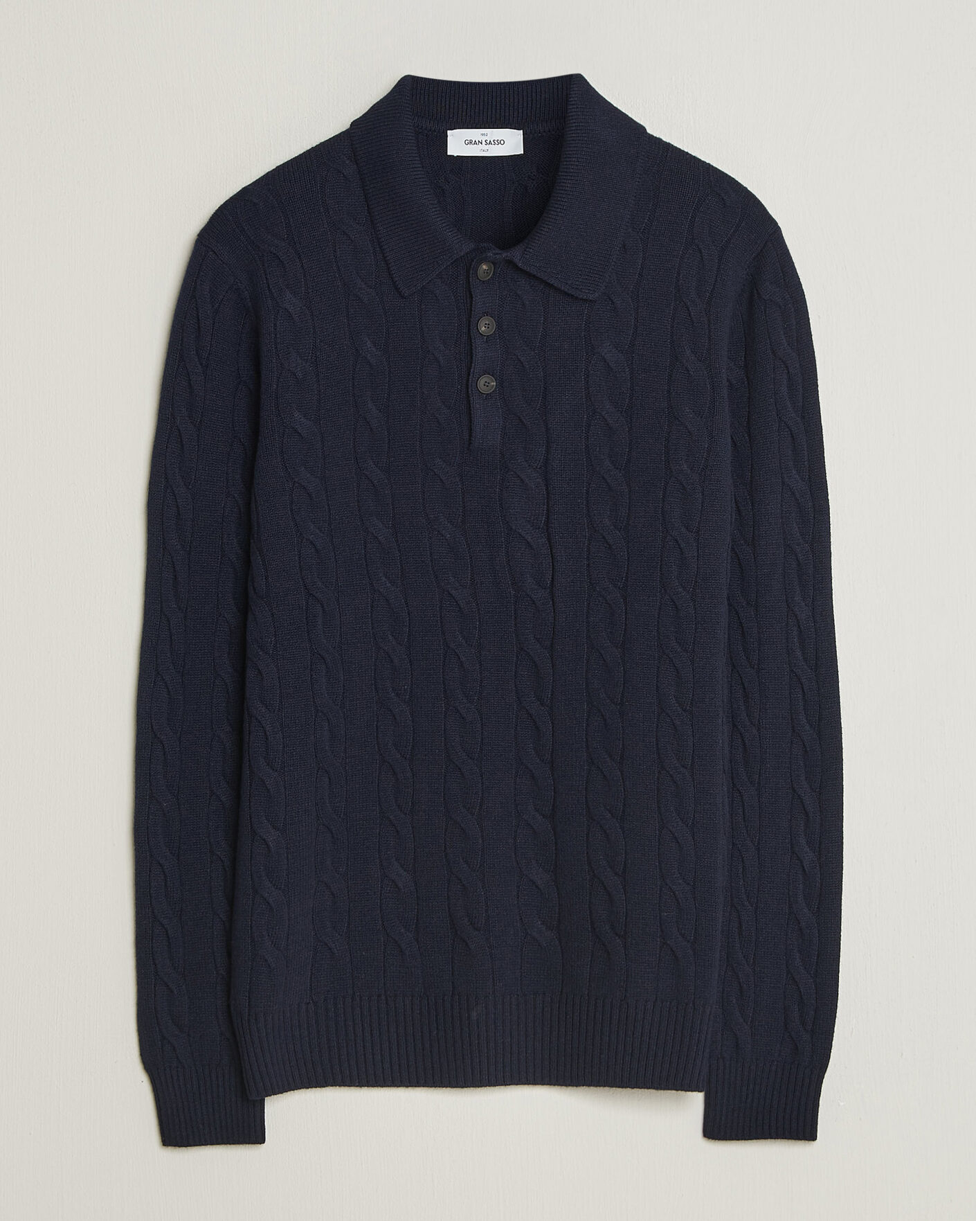 Herre | Gensere | Gran Sasso | Wool/Cashmere Cable Polo Navy