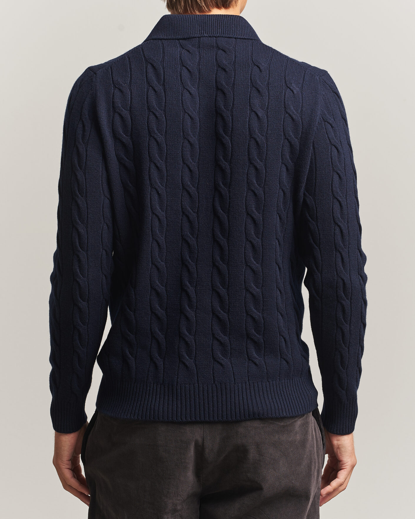 Herre | Gensere | Gran Sasso | Wool/Cashmere Cable Polo Navy
