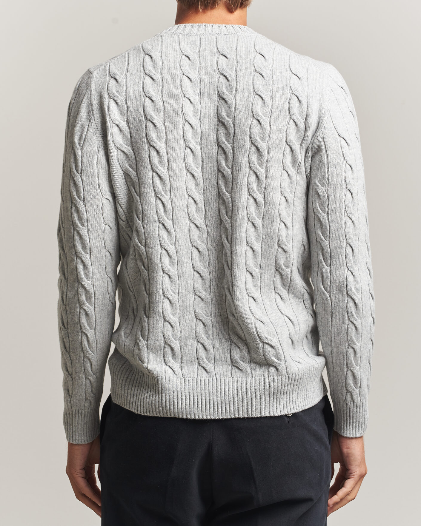 Herre | Gensere | Gran Sasso | Wool/Cashmere Cable Crew Neck Light Grey Melange