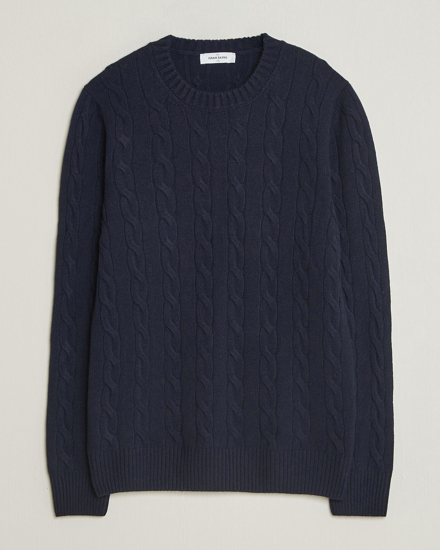 Herre | Gensere | Gran Sasso | Wool/Cashmere Cable Crew Neck Navy