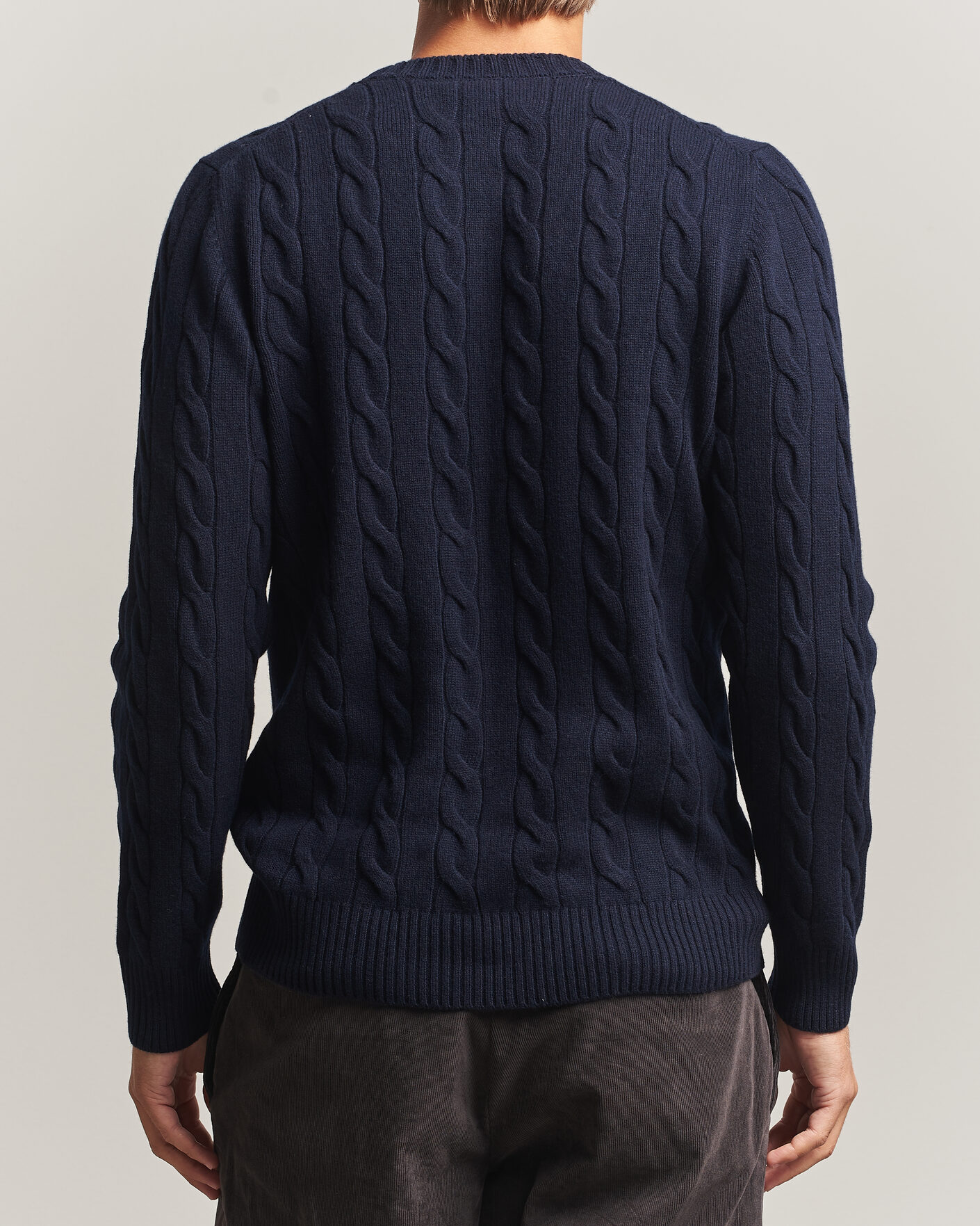 Herre | Gensere | Gran Sasso | Wool/Cashmere Cable Crew Neck Navy