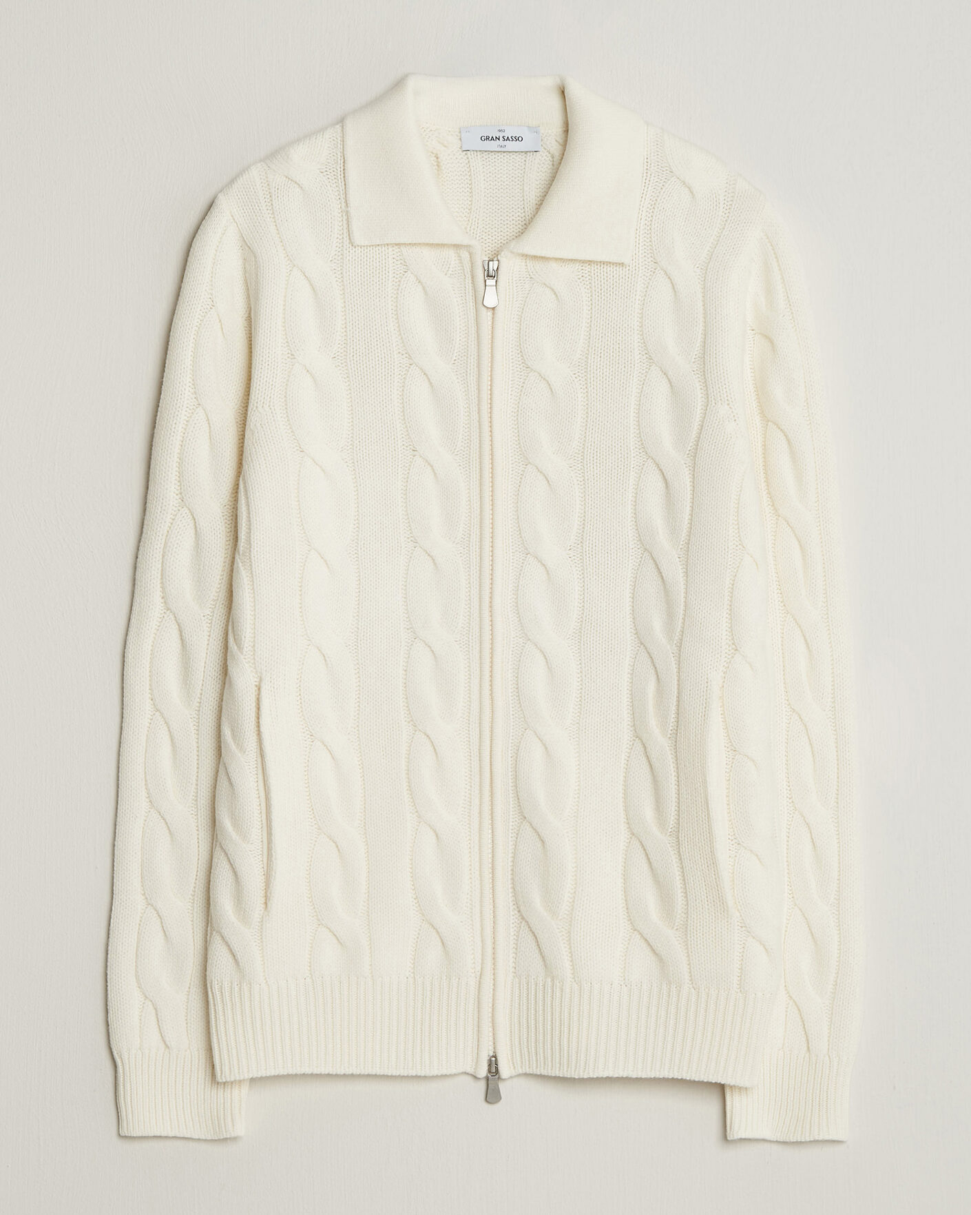 Herre | Gensere | Gran Sasso | Wool/Cashmere Cable Full Zip Cream