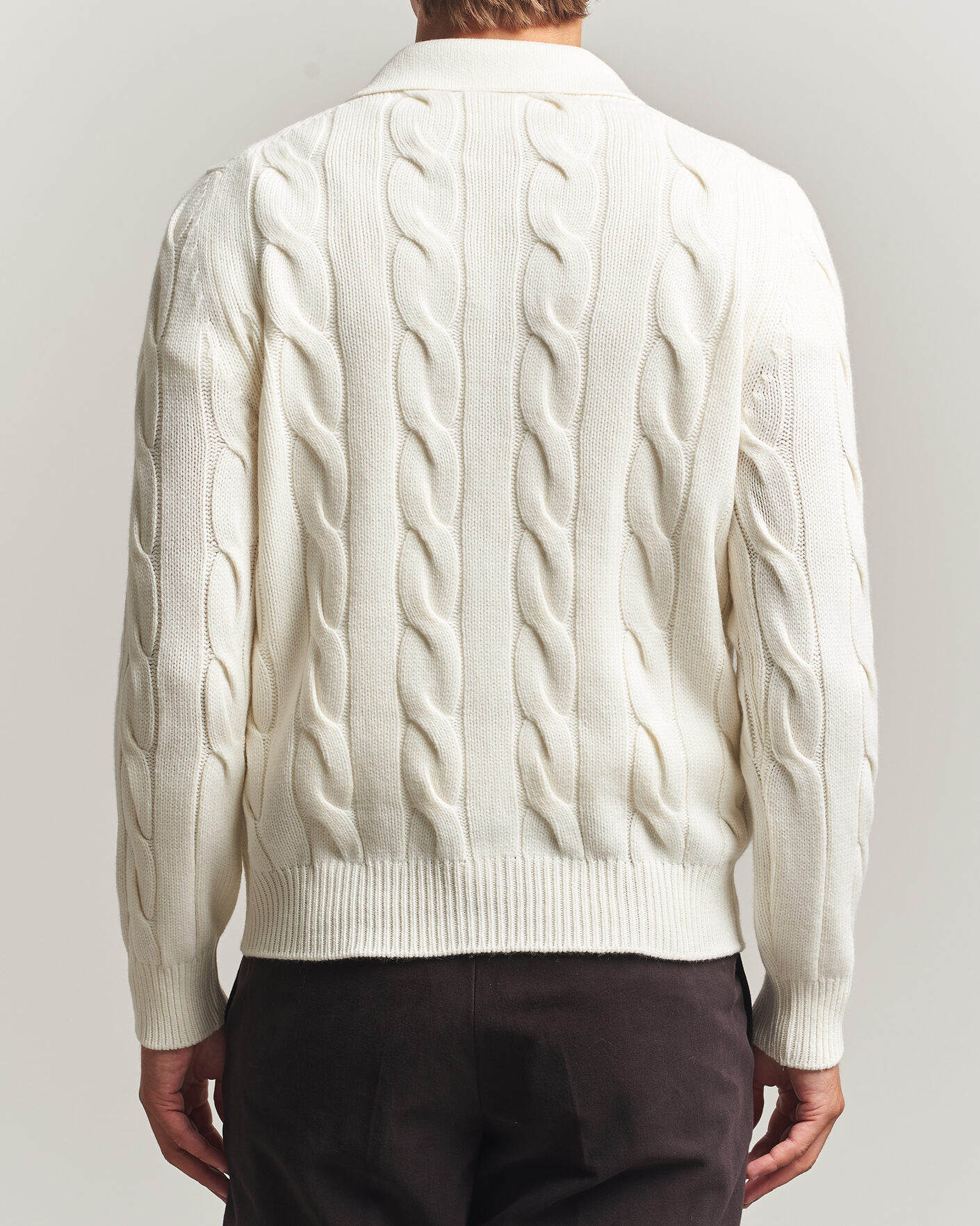 Herre | Gensere | Gran Sasso | Wool/Cashmere Cable Full Zip Cream