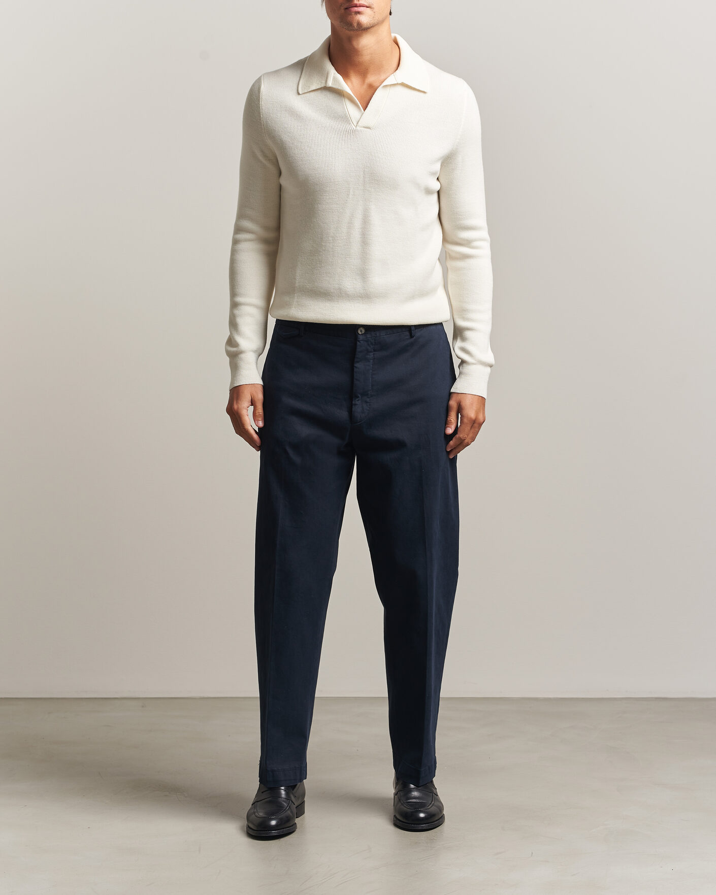 Herre | Gensere | Gran Sasso | Merino Knitted Polo Cream