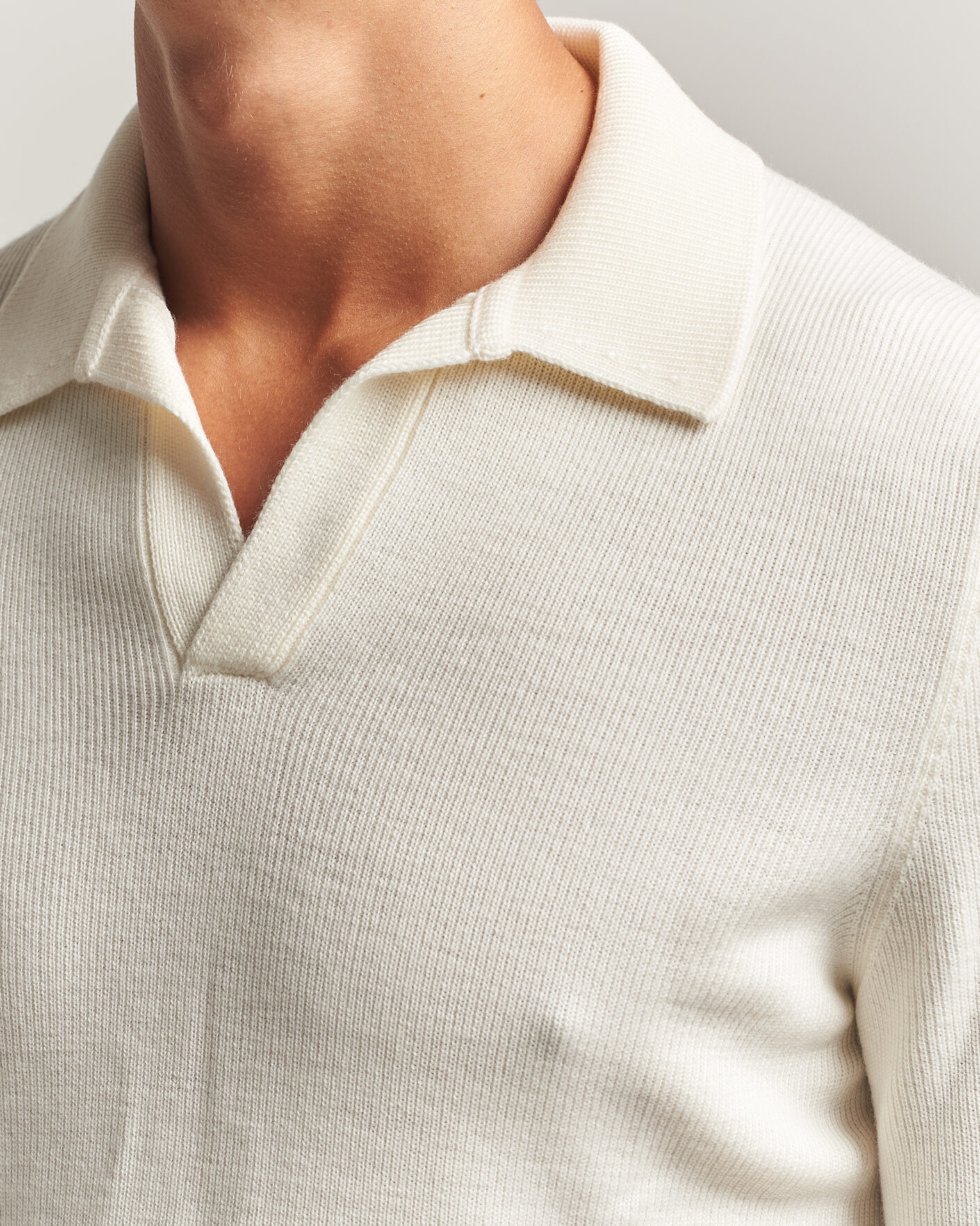 Herre | Gensere | Gran Sasso | Merino Knitted Polo Cream