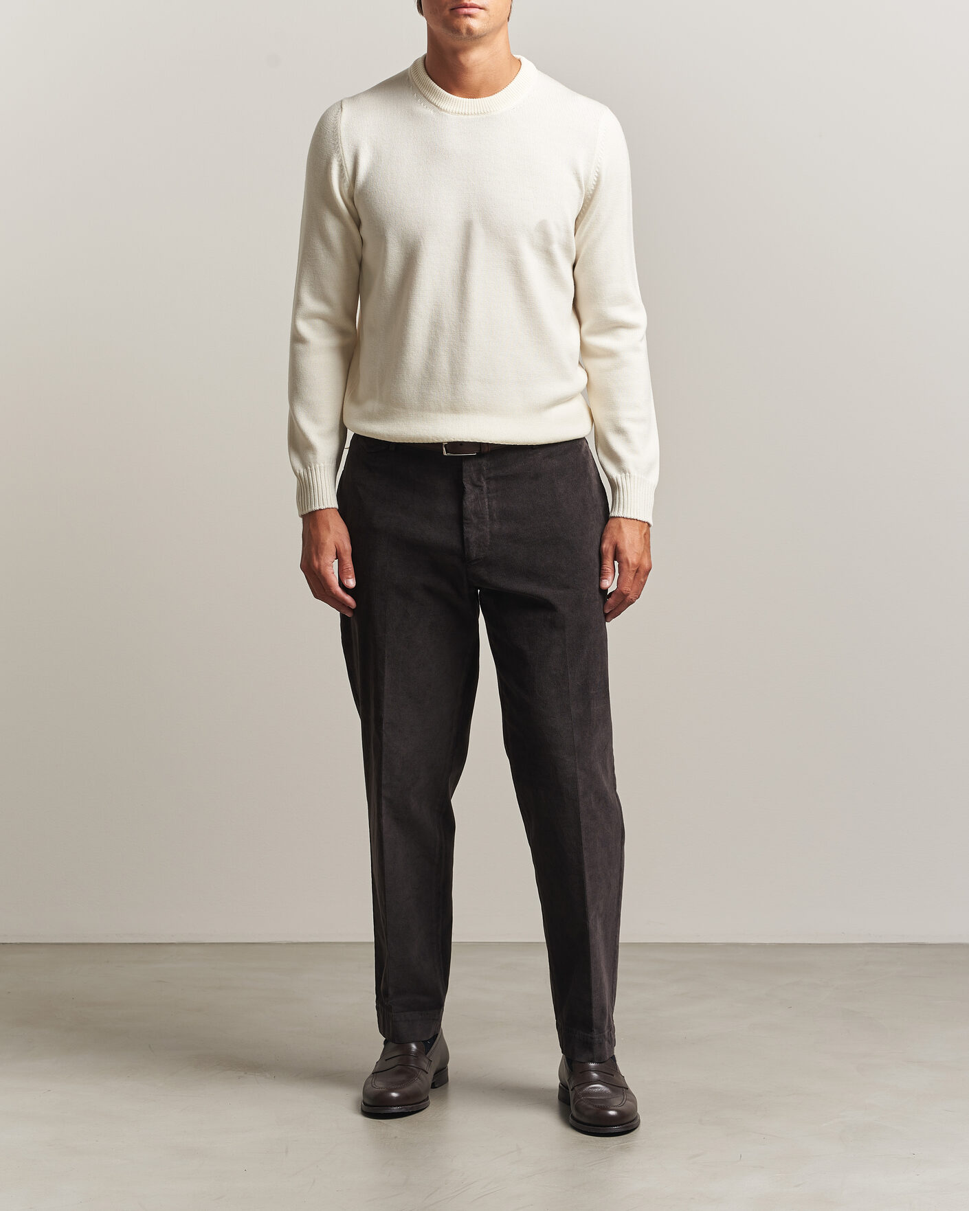 Herre | Gensere | Gran Sasso | Merino Knitted Crew Neck Cream