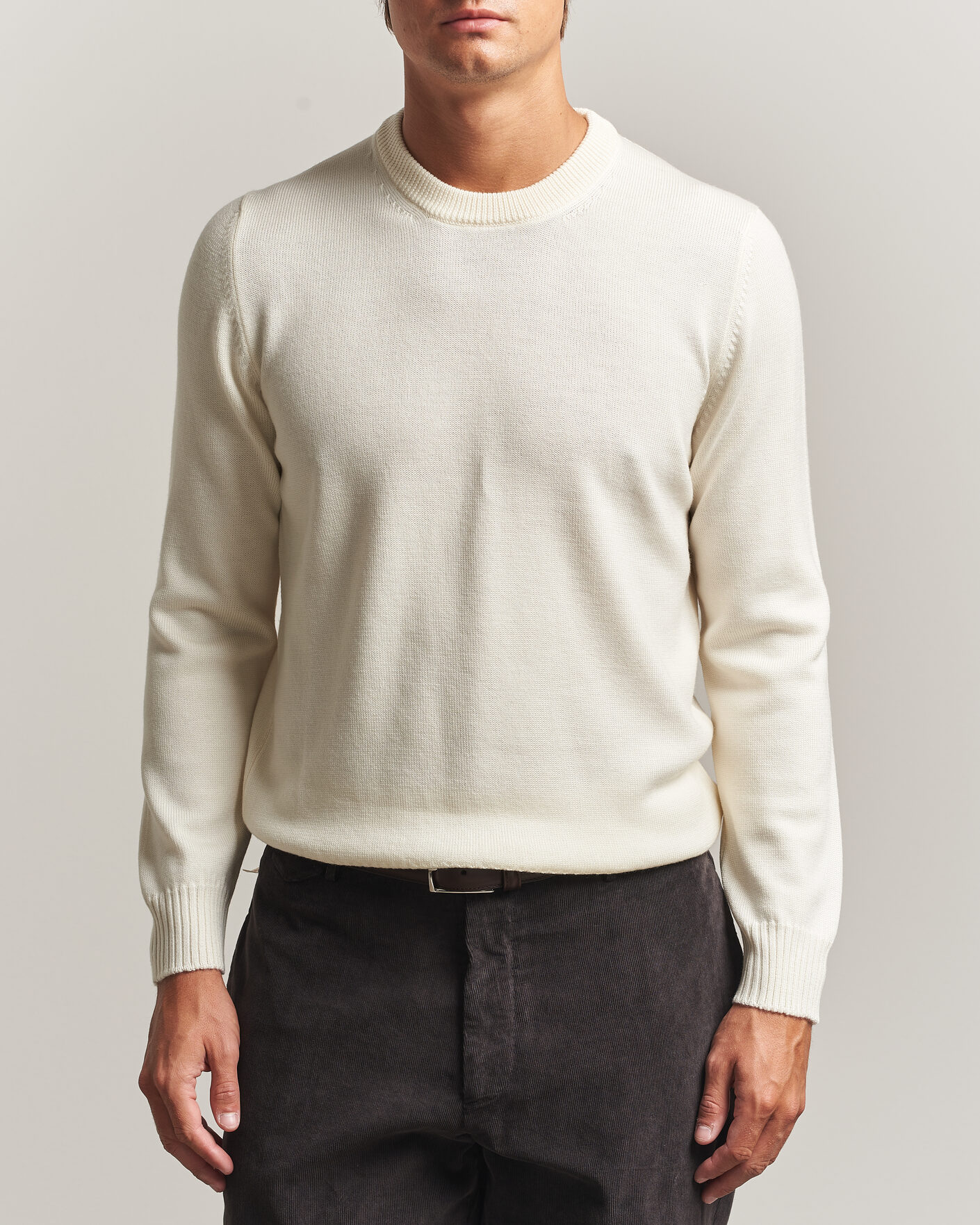Herre | Gensere | Gran Sasso | Merino Knitted Crew Neck Cream
