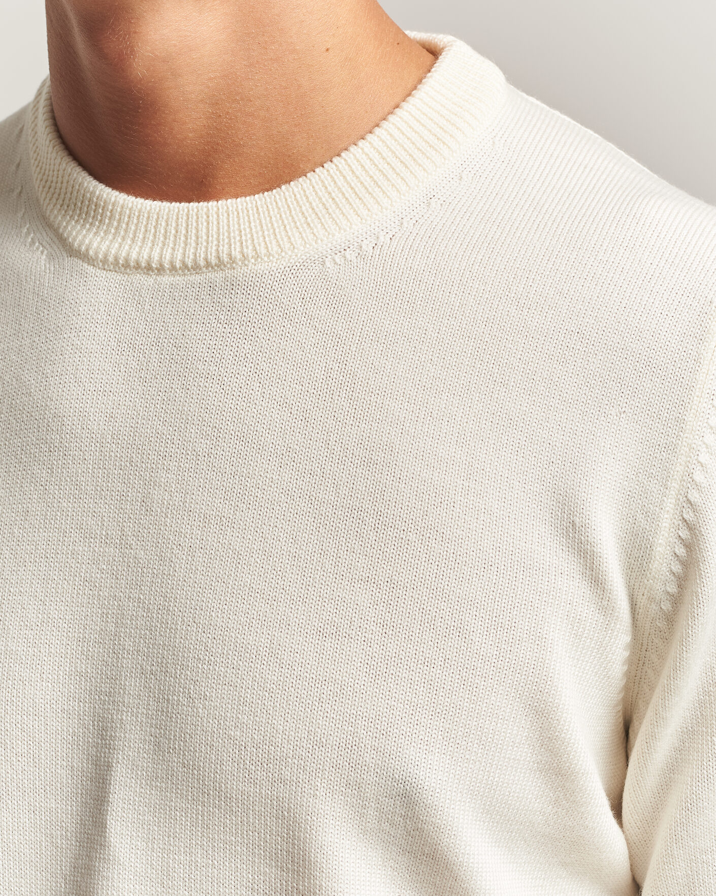 Herre | Gensere | Gran Sasso | Merino Knitted Crew Neck Cream