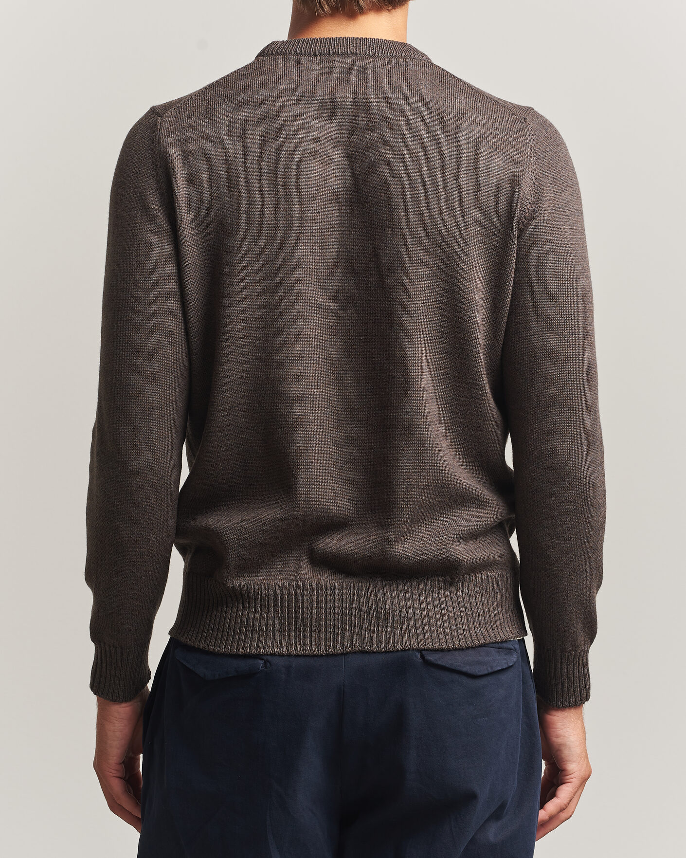 Herre | Gensere | Gran Sasso | Merino Knitted Crew Neck Brown Melange