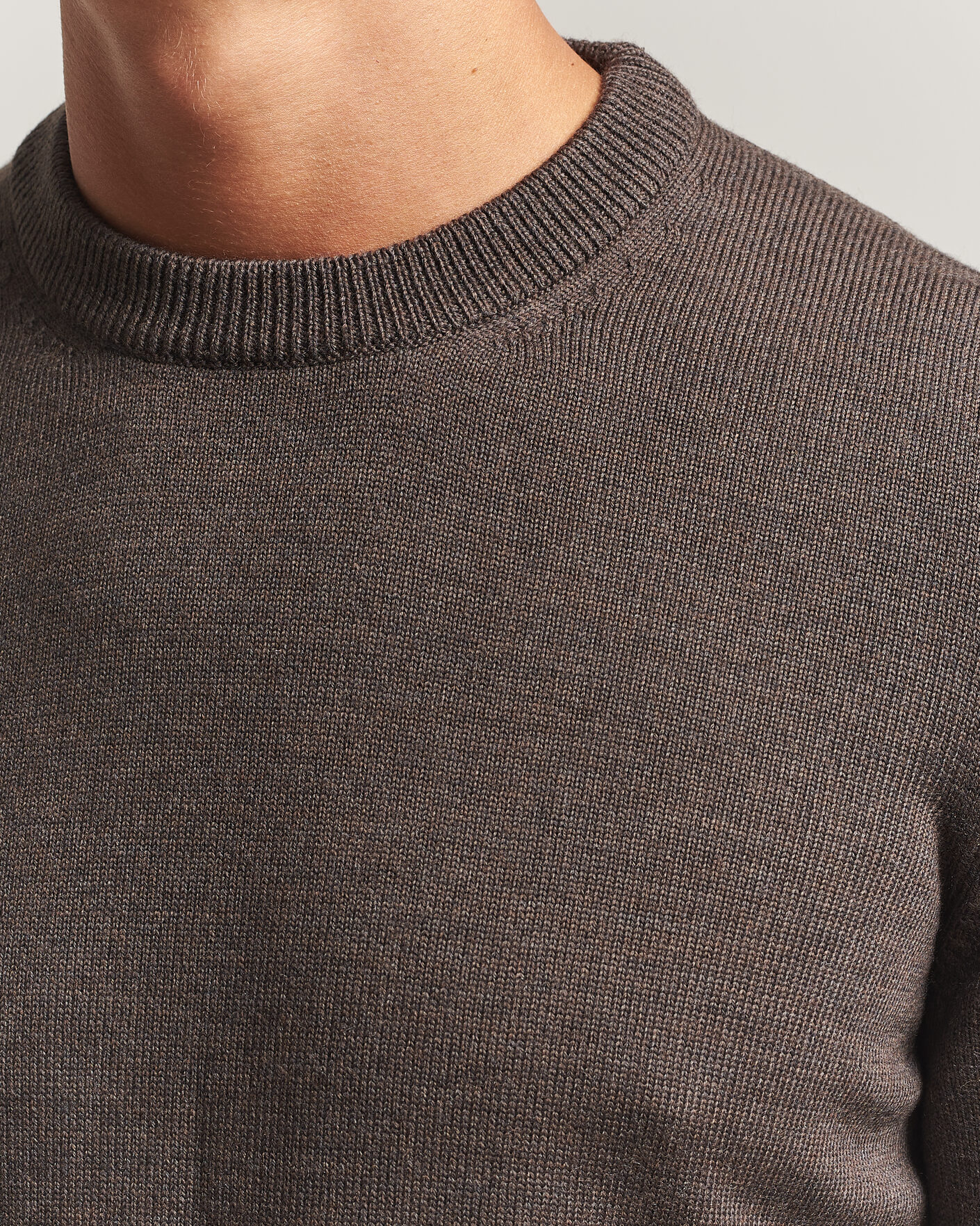 Herre | Gensere | Gran Sasso | Merino Knitted Crew Neck Brown Melange