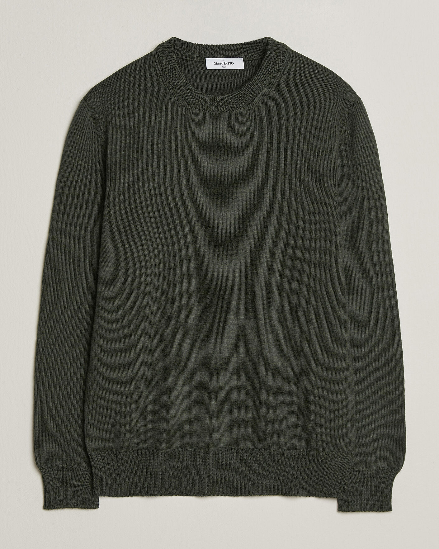 Herre | Gensere | Gran Sasso | Merino Knitted Crew Neck Olive Melange