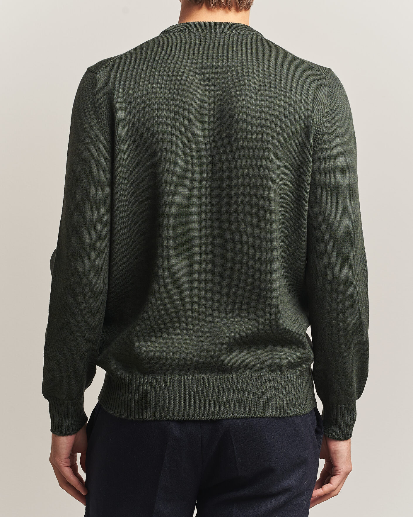 Herre | Gensere | Gran Sasso | Merino Knitted Crew Neck Olive Melange