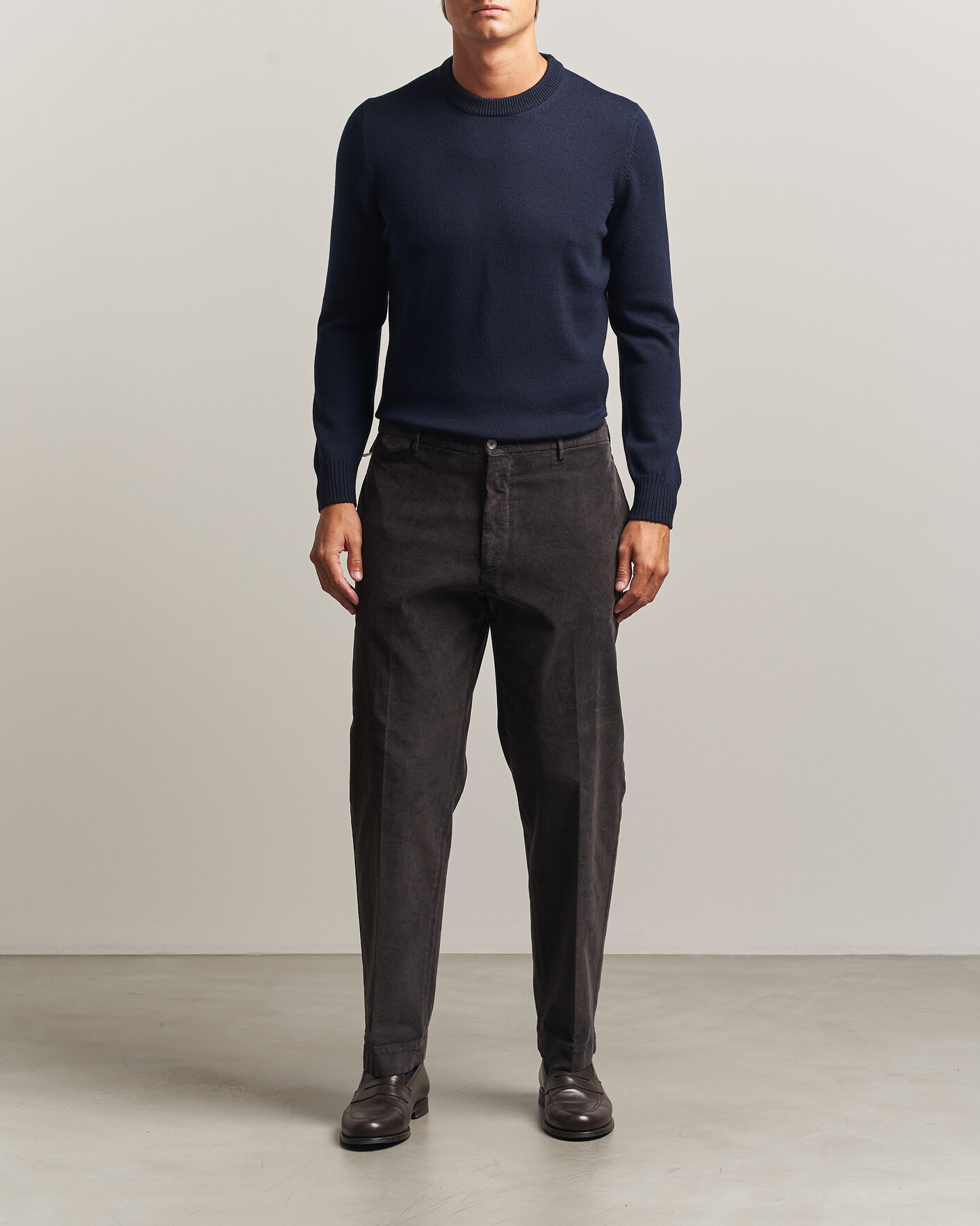 Herre | Gensere | Gran Sasso | Merino Knitted Crew Neck Navy