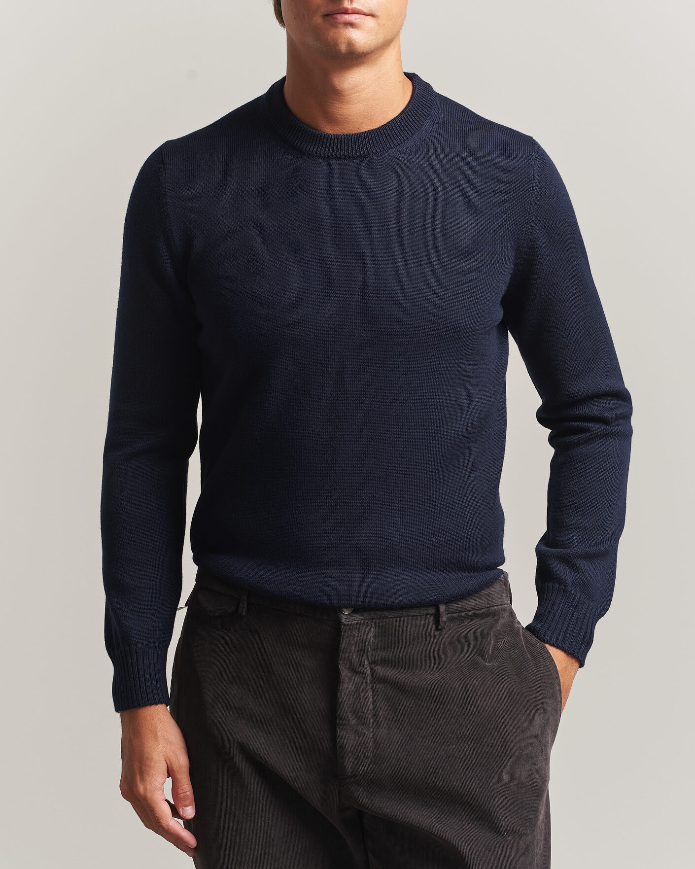 Herre | Gensere | Gran Sasso | Merino Knitted Crew Neck Navy