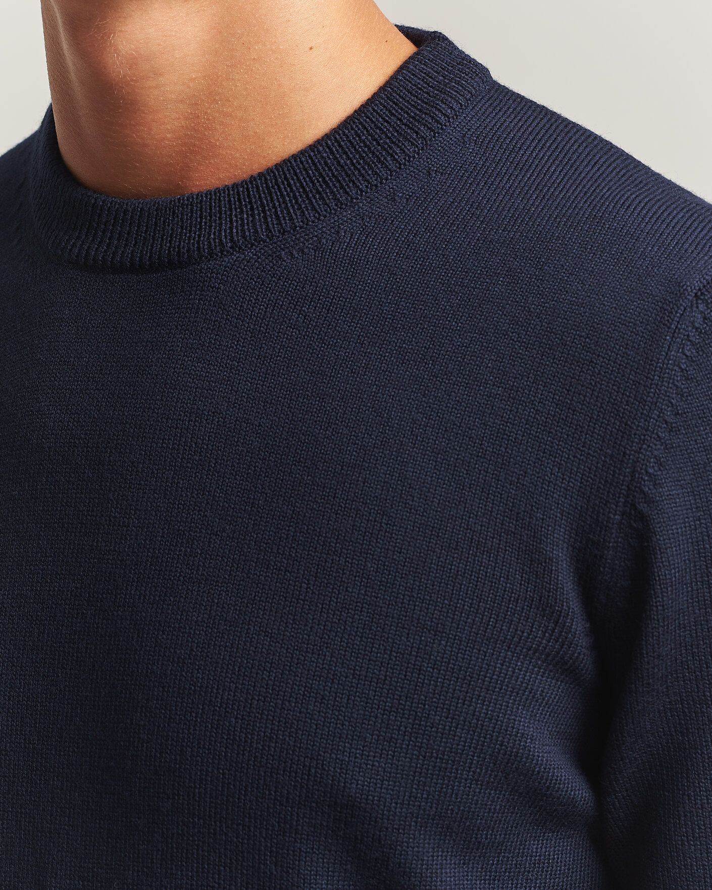 Herre | Gensere | Gran Sasso | Merino Knitted Crew Neck Navy