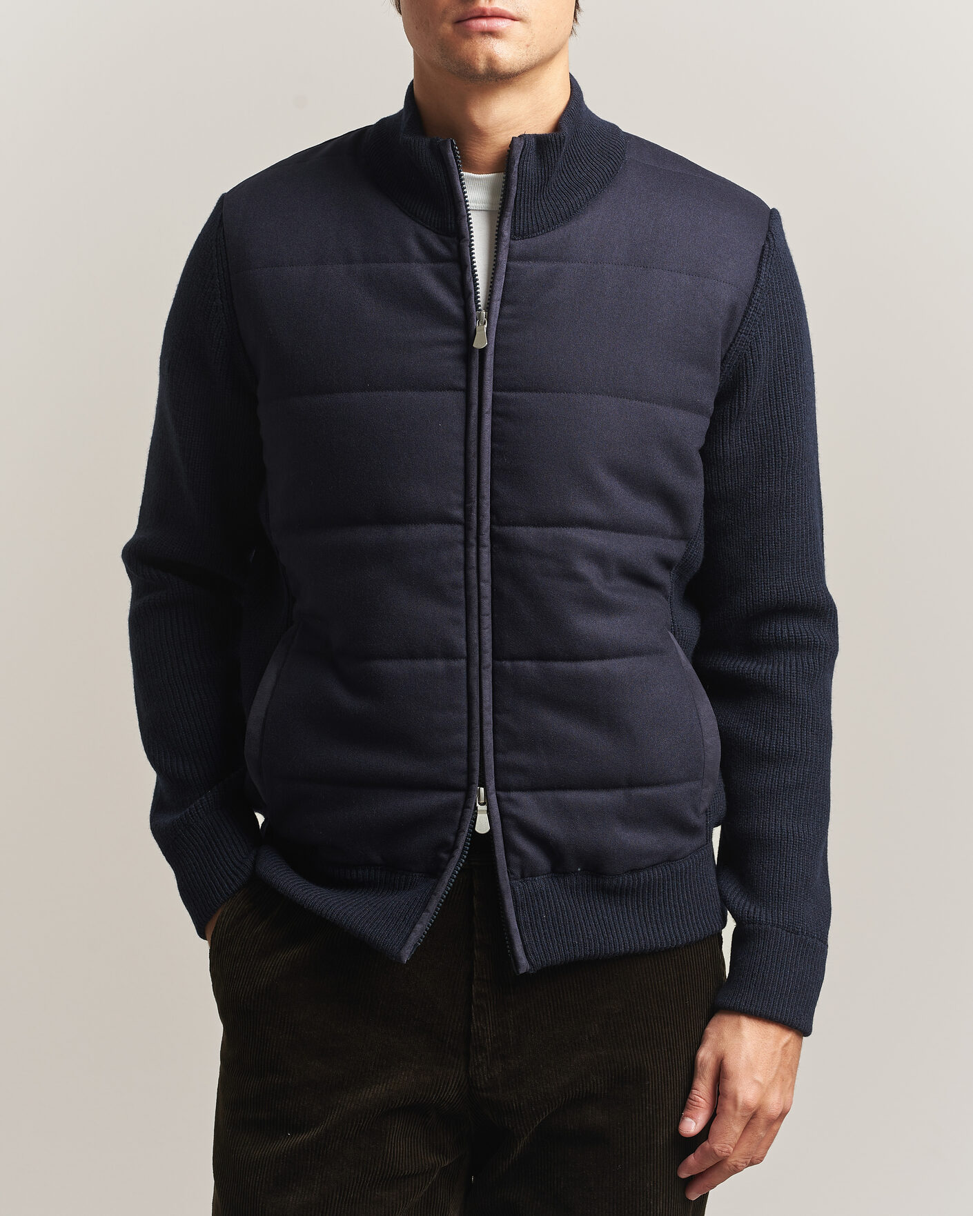 Herre | Jakker | Gran Sasso | Brushed Wool Hybrid Jacket Navy