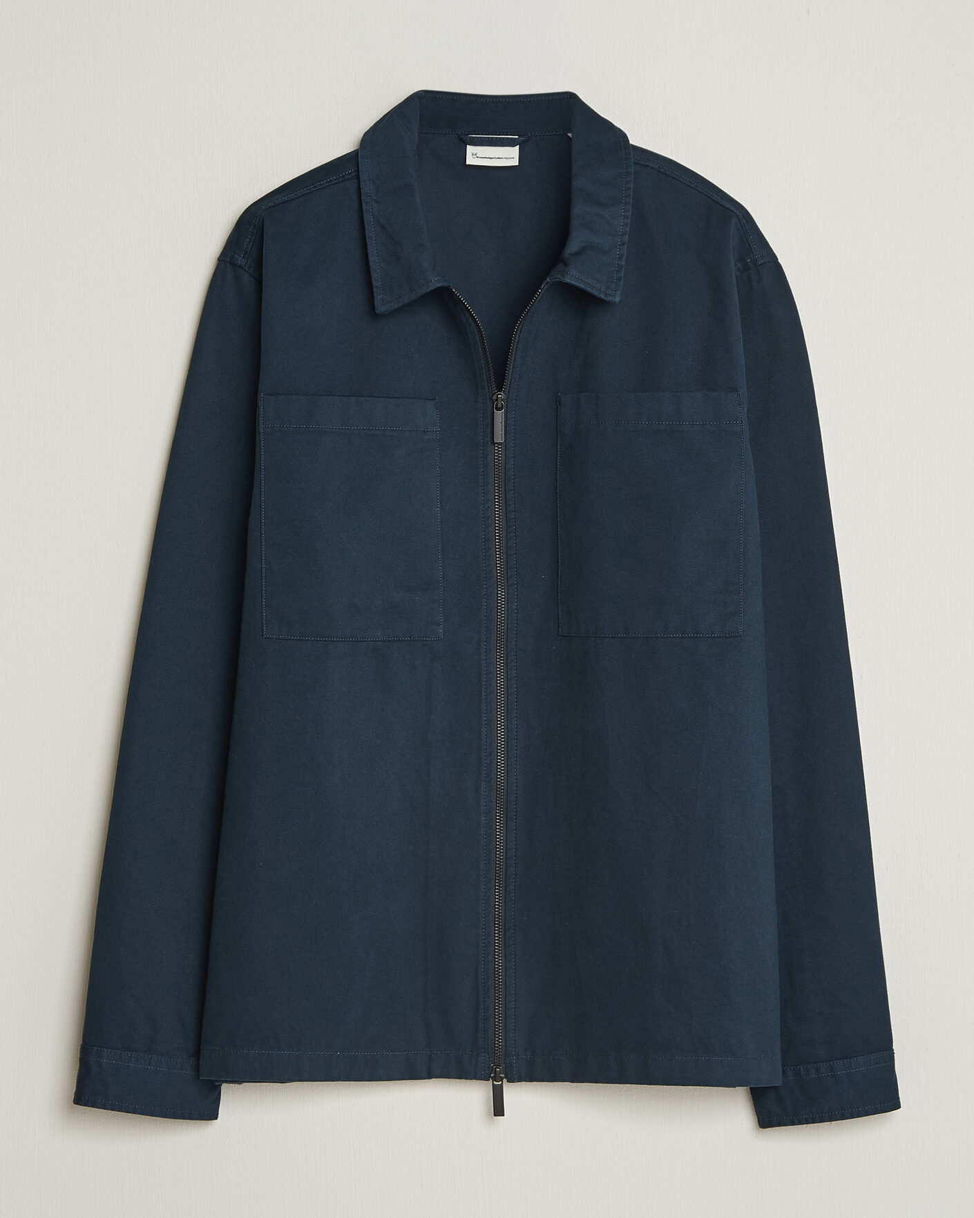 Herre | Skjorter | KnowledgeCotton Apparel | Twill Zip Overshirt Total Eclipse