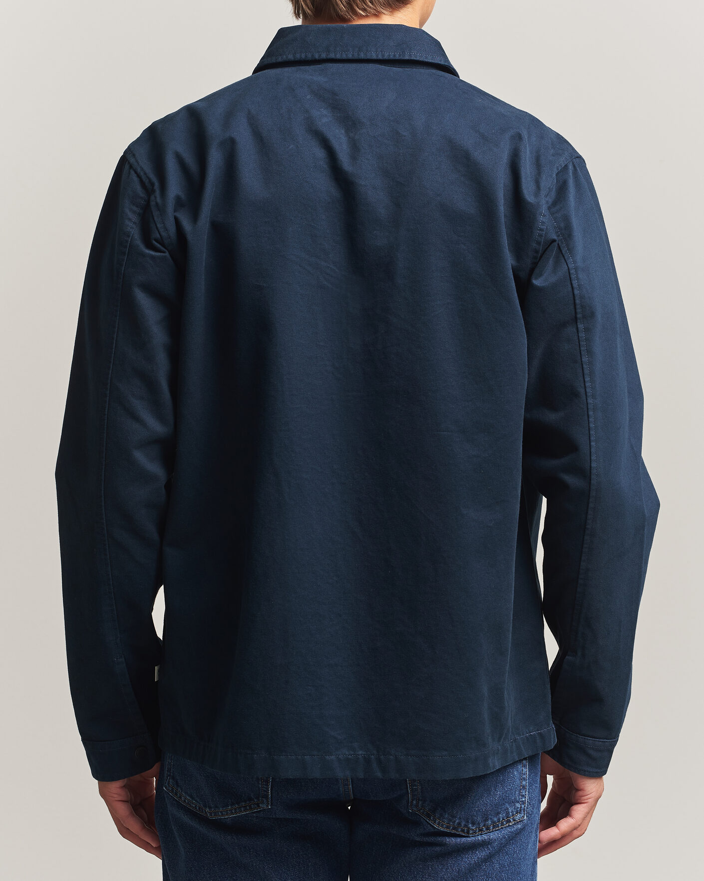 Herre | Skjorter | KnowledgeCotton Apparel | Twill Zip Overshirt Total Eclipse