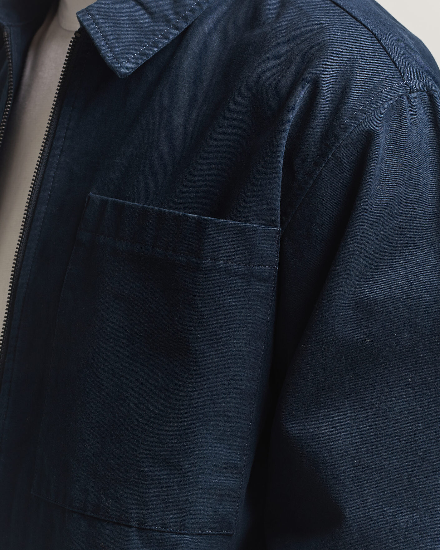 Herre | Skjorter | KnowledgeCotton Apparel | Twill Zip Overshirt Total Eclipse