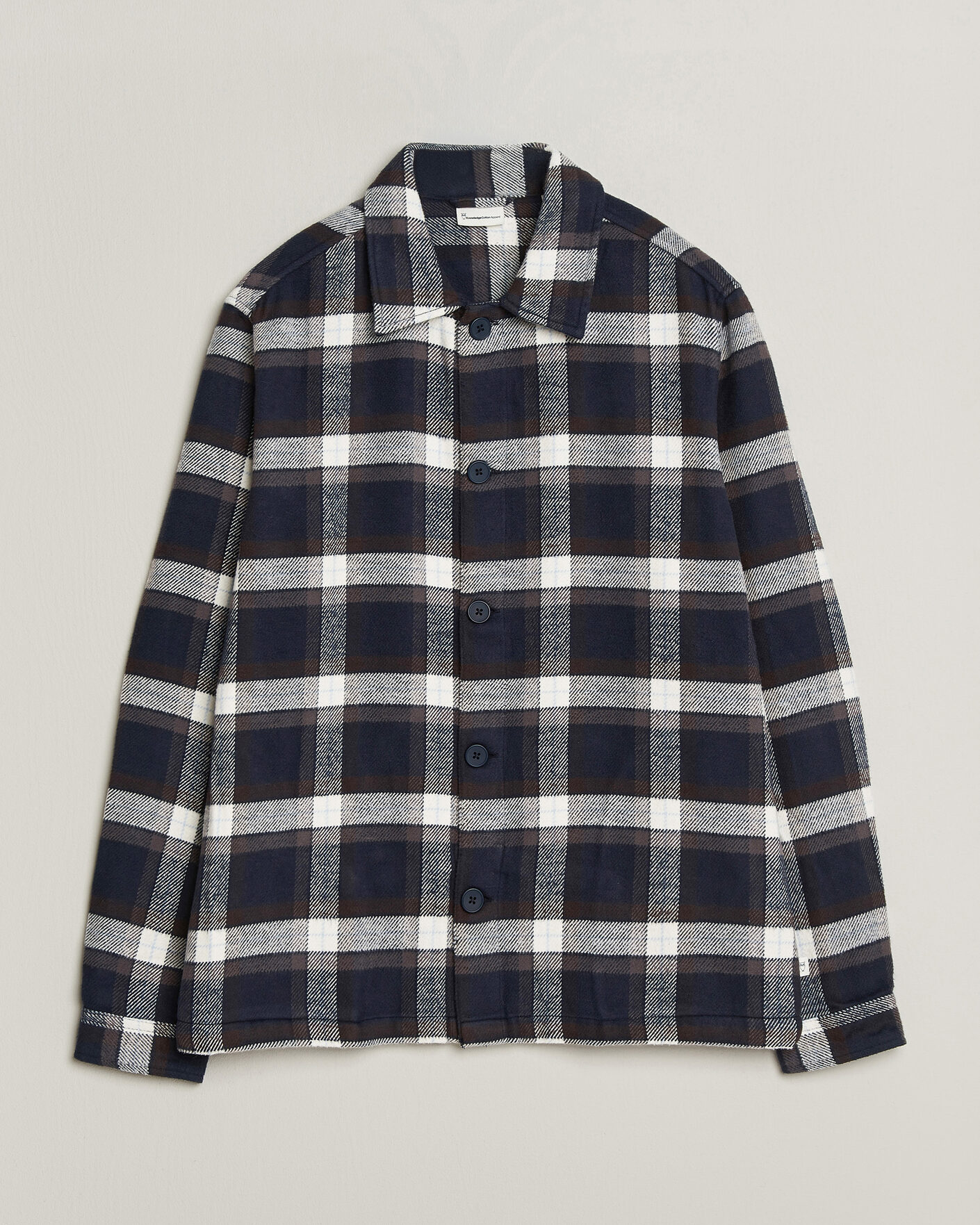 Herre | Skjorter | KnowledgeCotton Apparel | Flannel Check Overshirt Navy