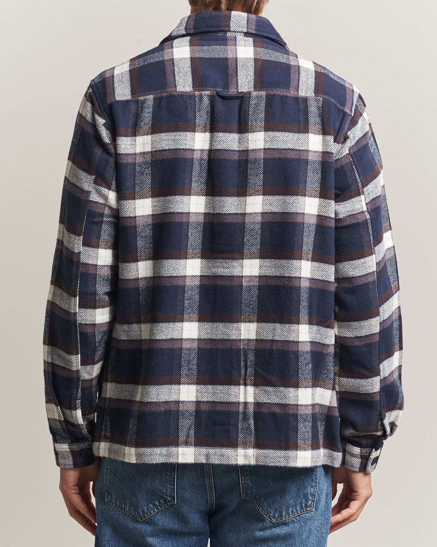 Herre | Skjorter | KnowledgeCotton Apparel | Flannel Check Overshirt Navy