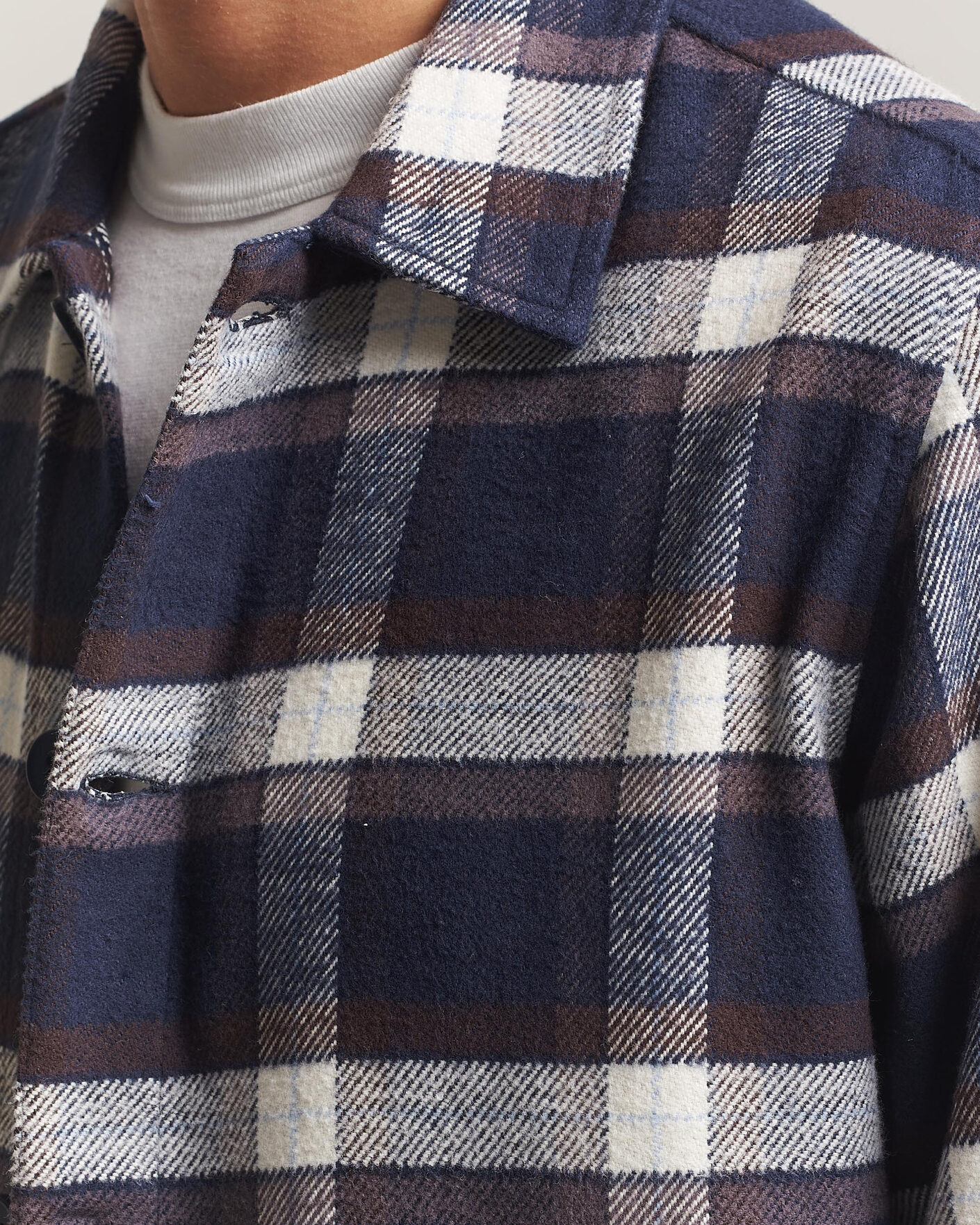 Herre | Skjorter | KnowledgeCotton Apparel | Flannel Check Overshirt Navy
