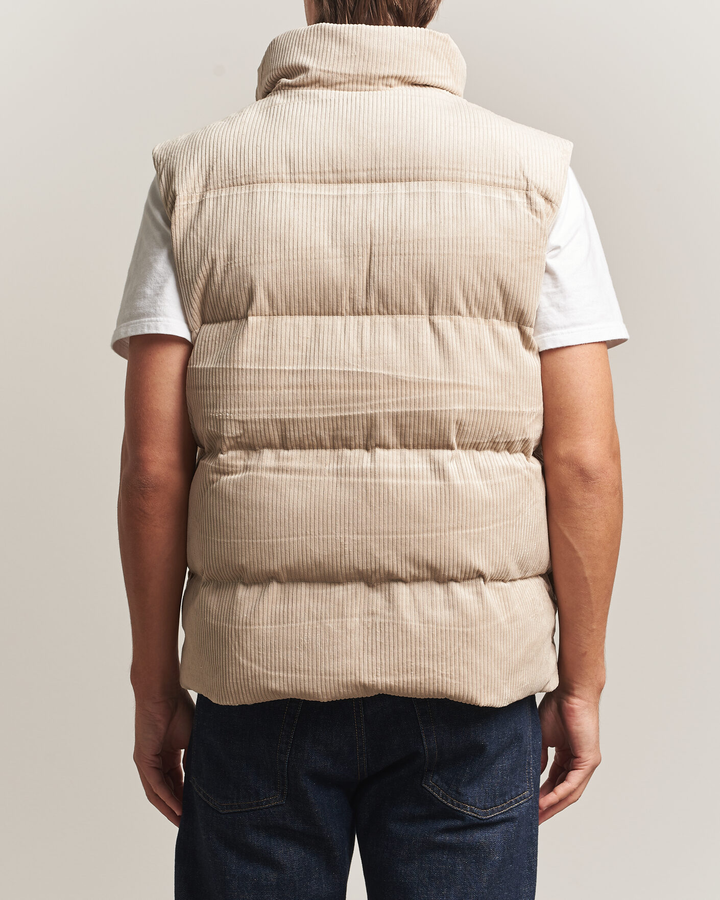 Herre | Vester | KnowledgeCotton Apparel | Corduroy Puffer Vest Light Feather Grey