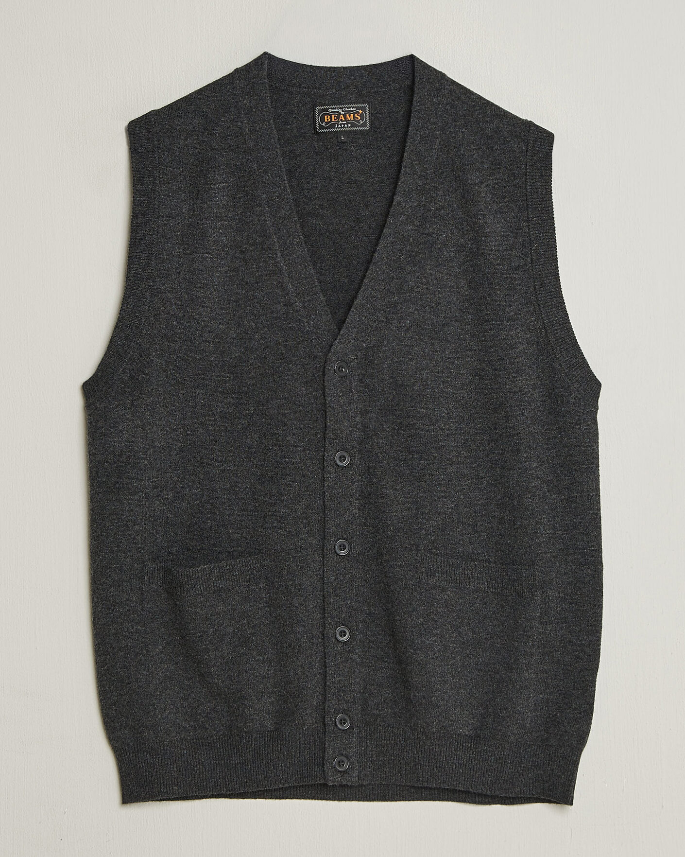 Herre | Gensere | BEAMS PLUS | Button Knit Vest Charcoal
