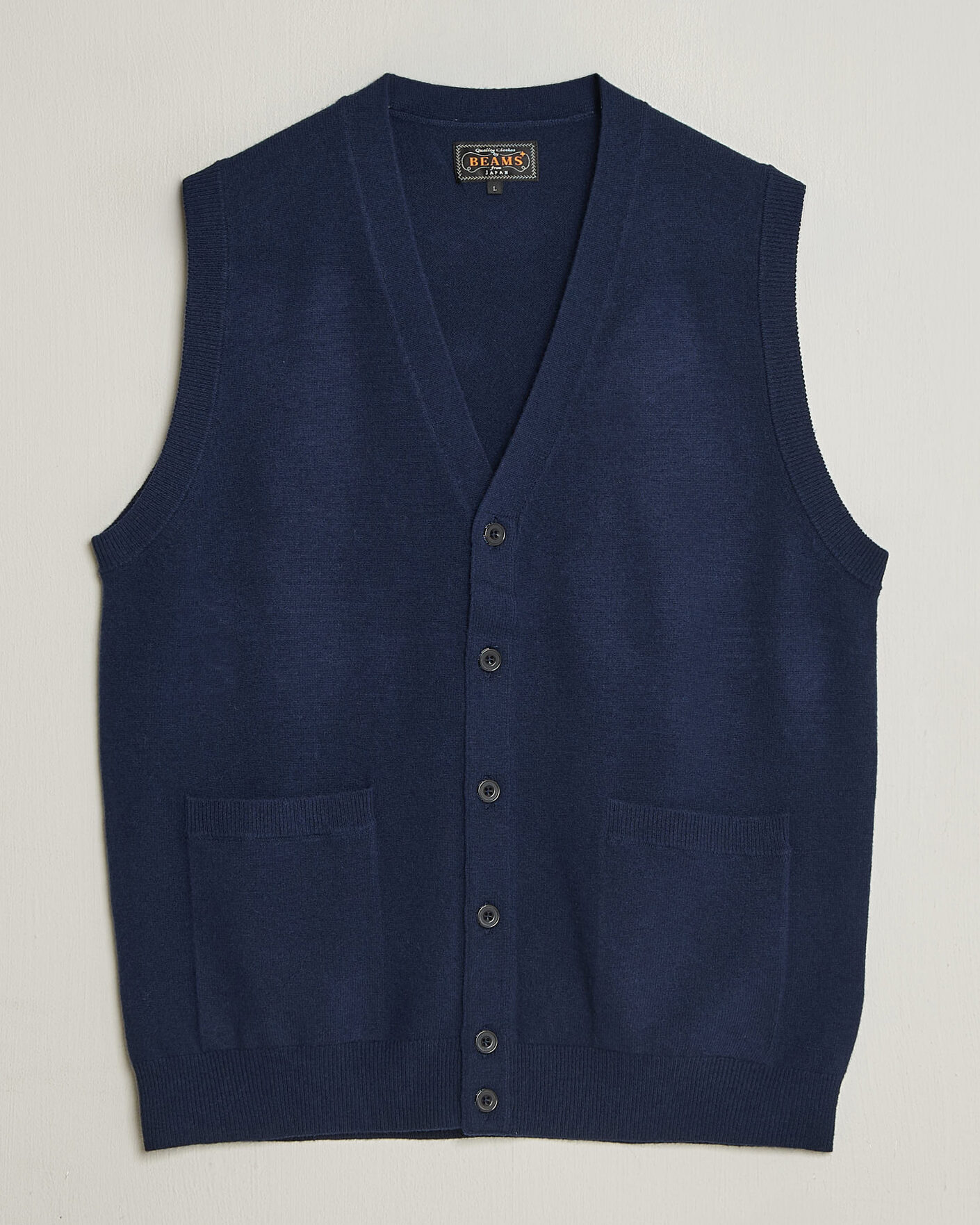 Herre | Gensere | BEAMS PLUS | Button Knit Vest Navy