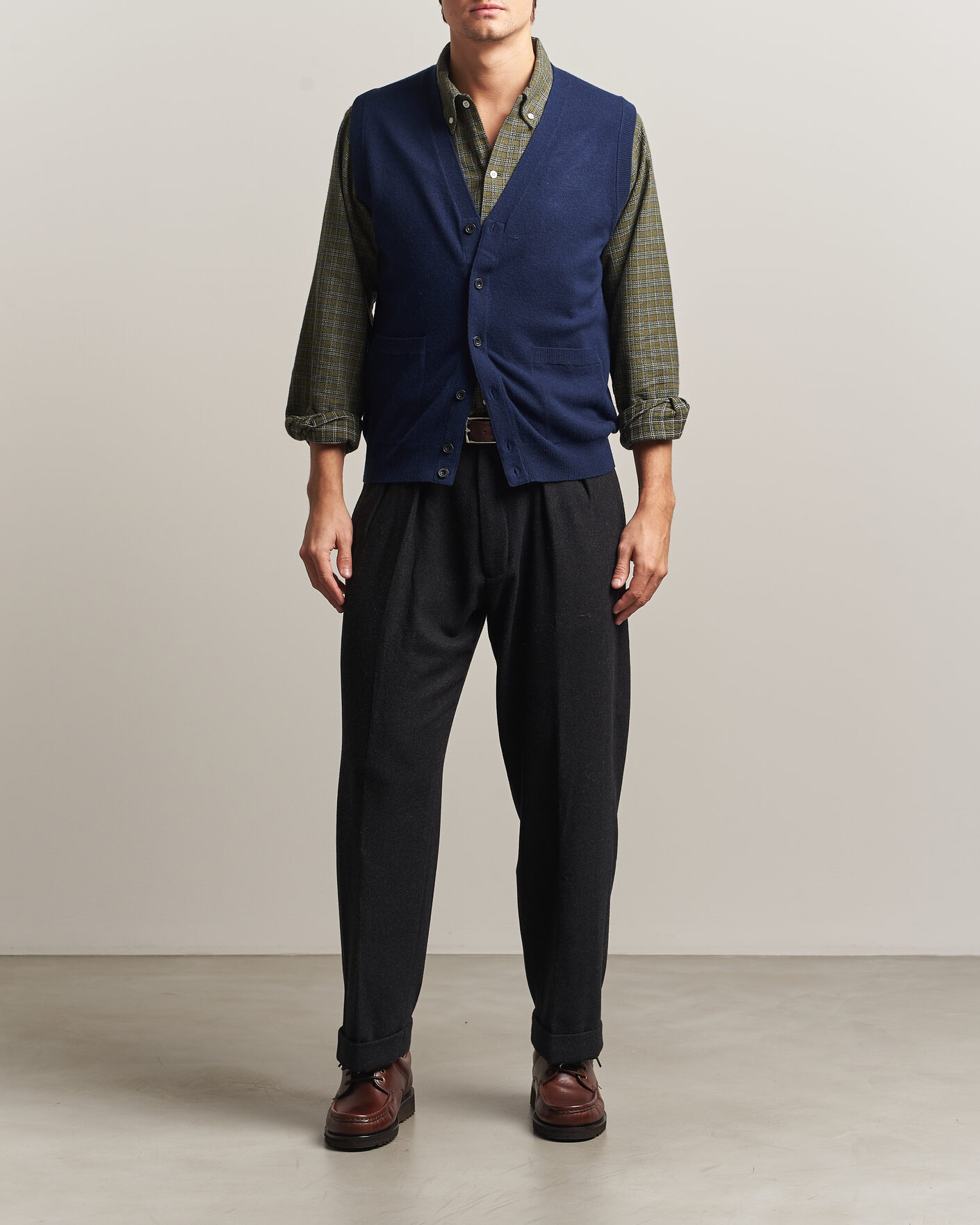 Herre | Gensere | BEAMS PLUS | Button Knit Vest Navy