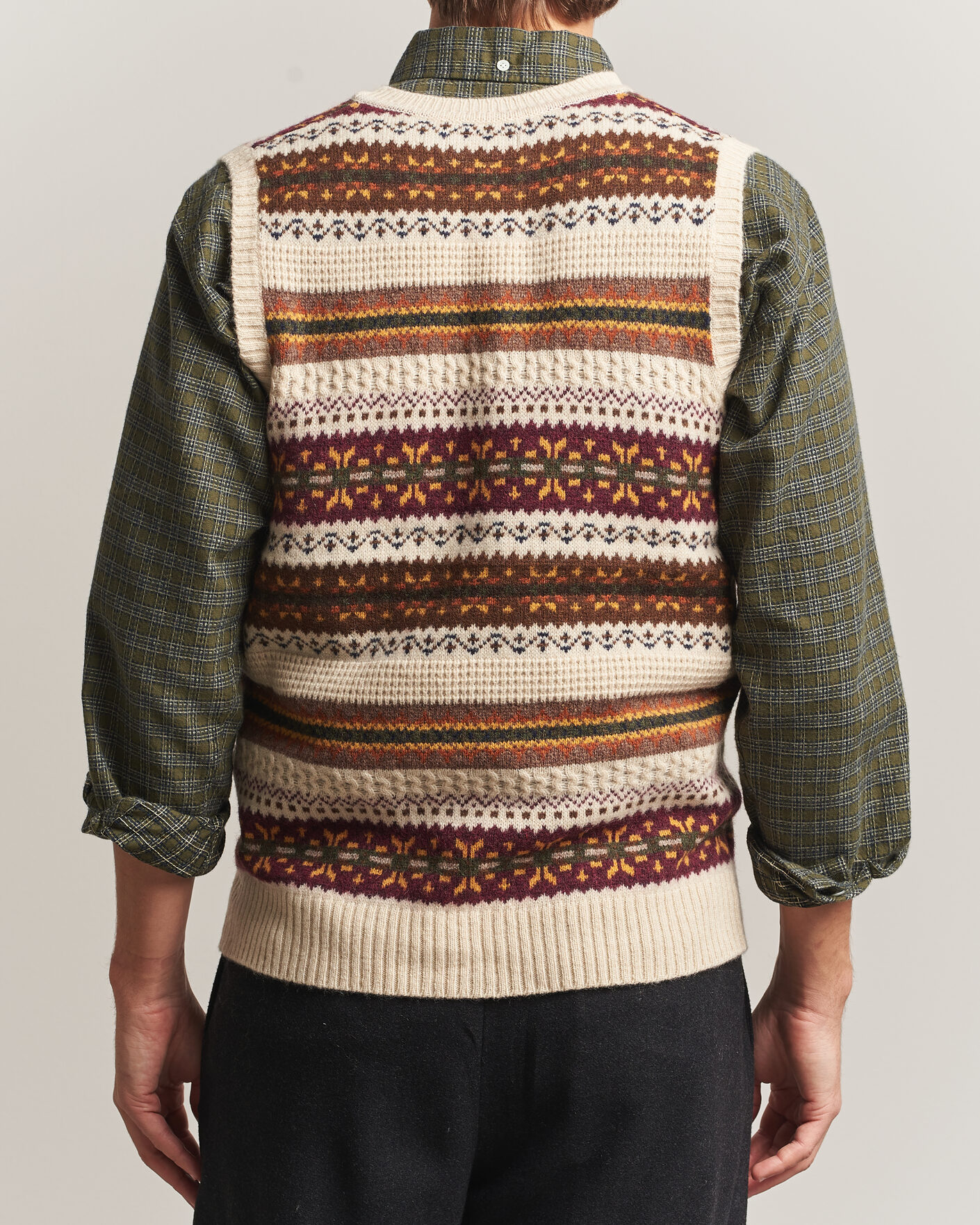 Herre | Gensere | BEAMS PLUS | Fair Isle Knit Vest Beige