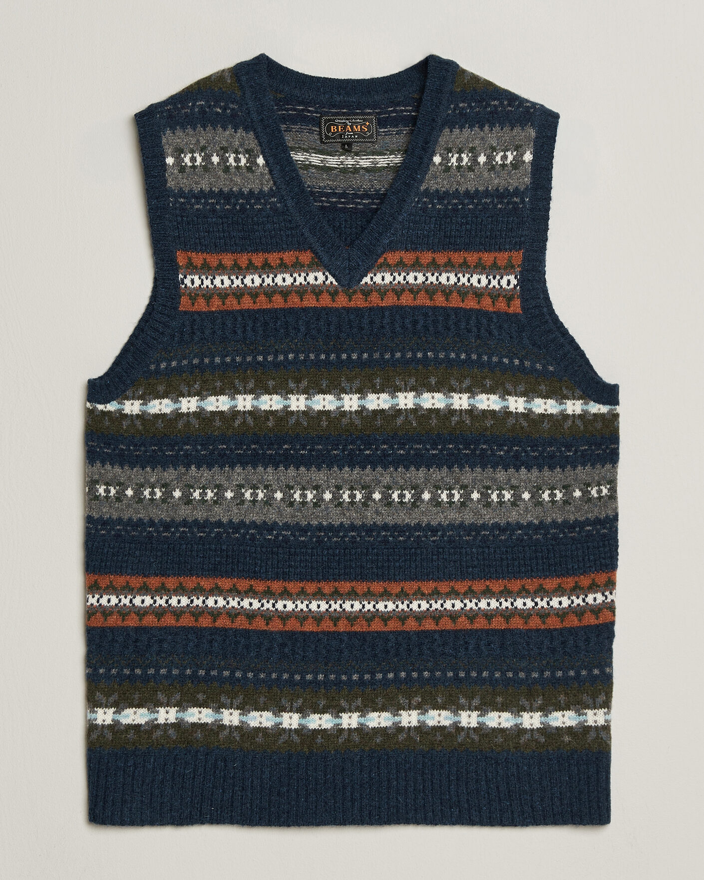 Herre | Gensere | BEAMS PLUS | Fair Isle Knit Vest Navy