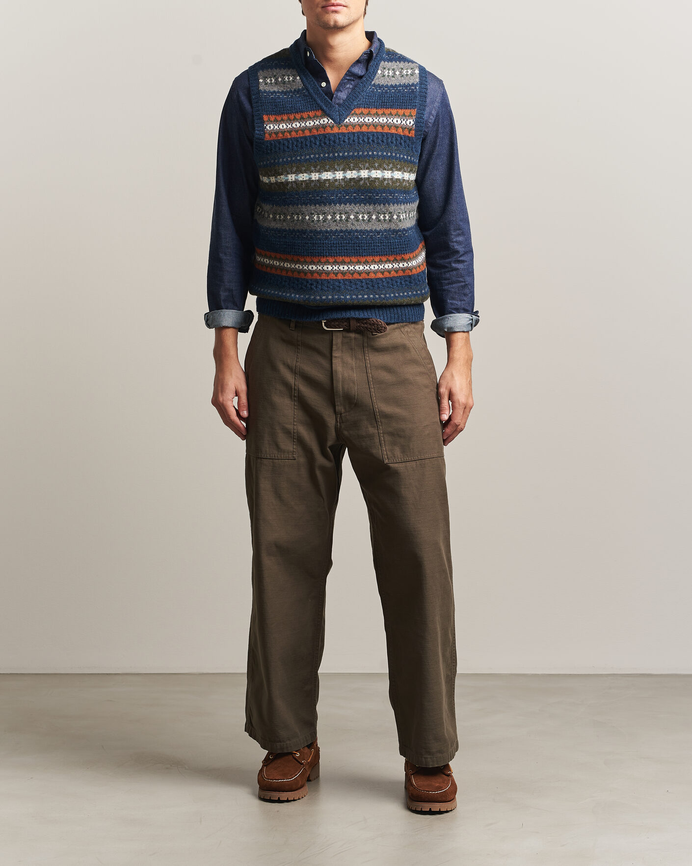 Herre | Gensere | BEAMS PLUS | Fair Isle Knit Vest Navy