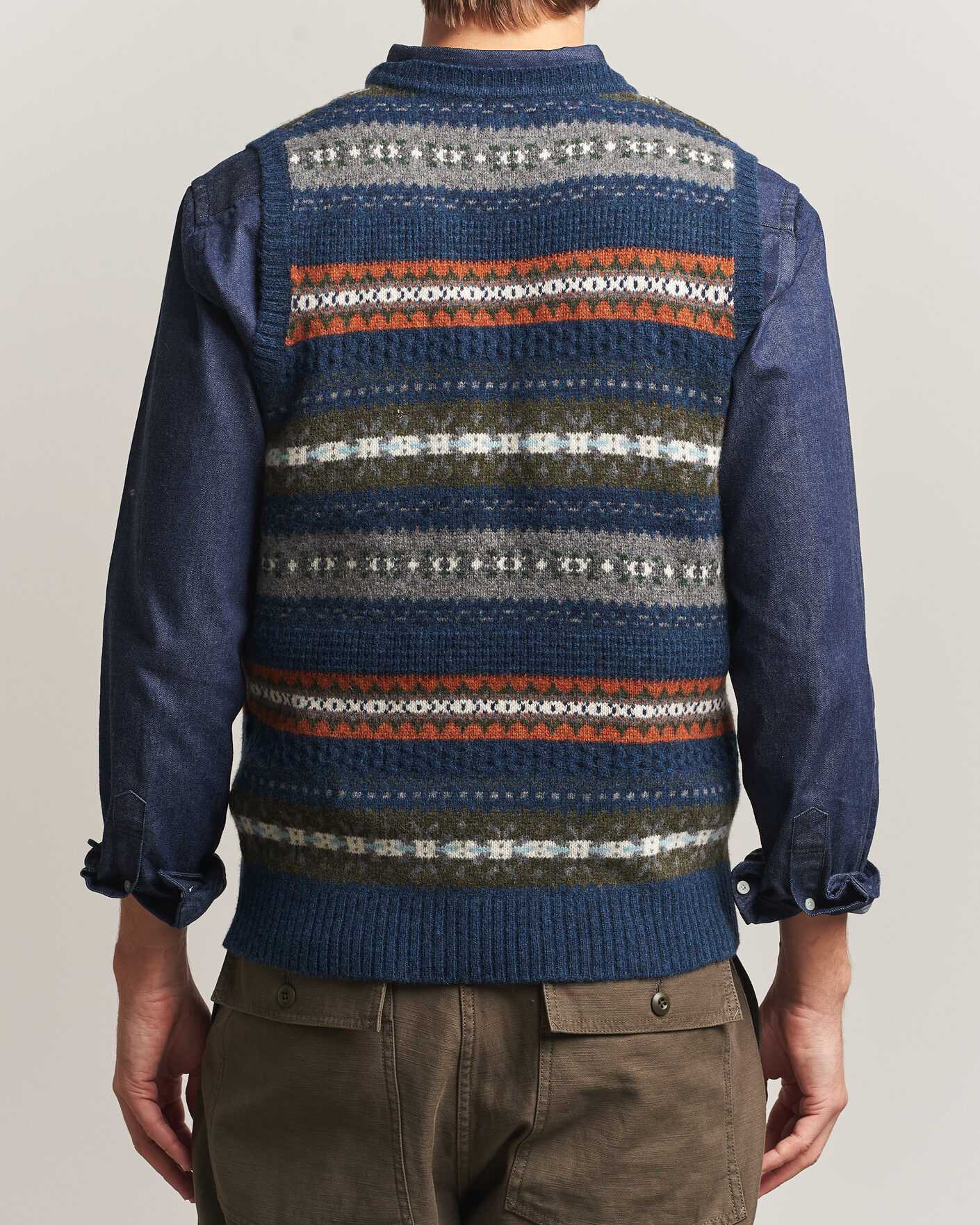 Herre | Gensere | BEAMS PLUS | Fair Isle Knit Vest Navy