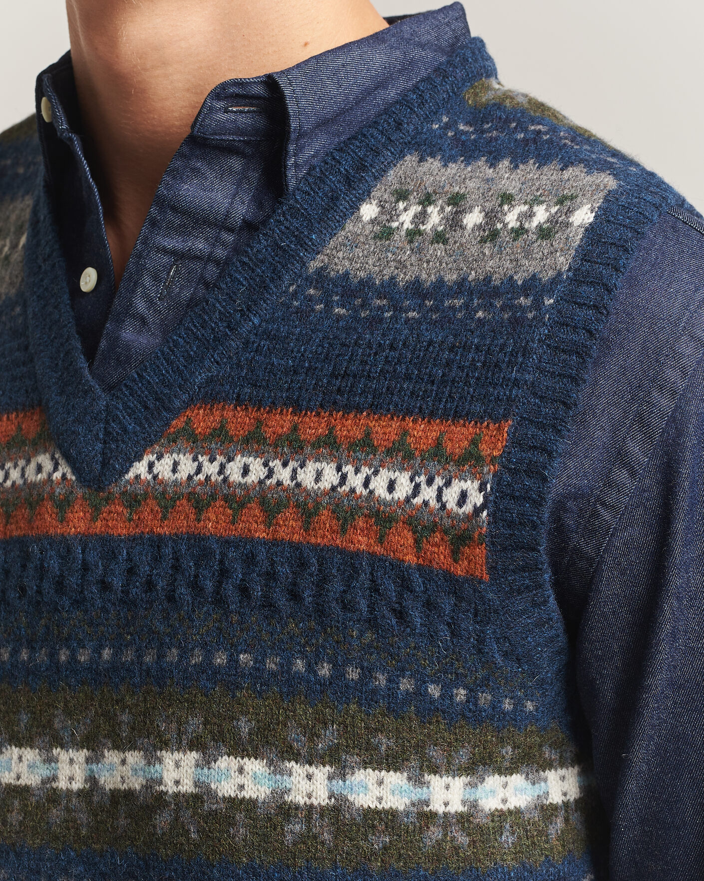 Herre | Gensere | BEAMS PLUS | Fair Isle Knit Vest Navy