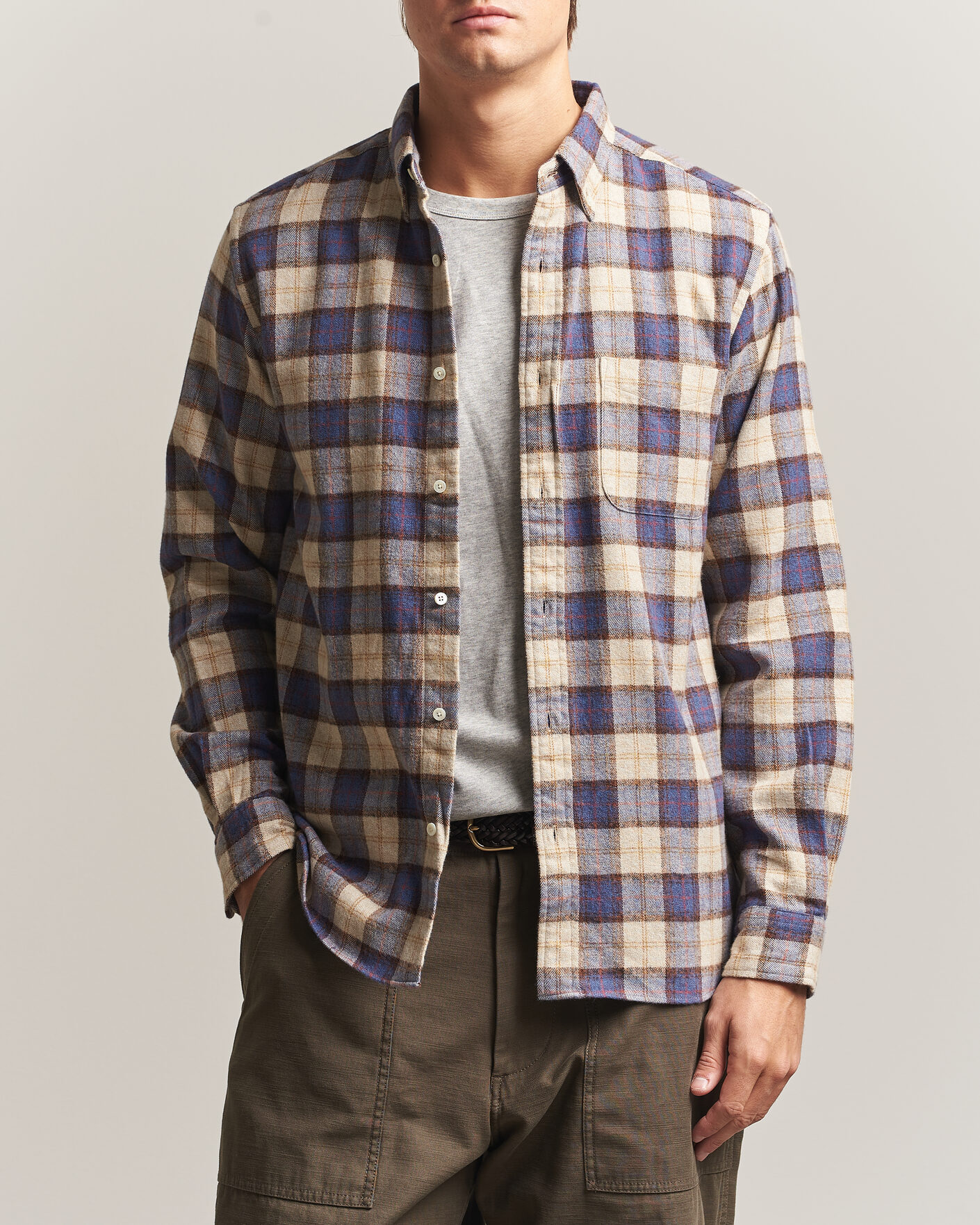 Herre | Skjorter | BEAMS PLUS | Plaid Button Down Shirt White/Blue