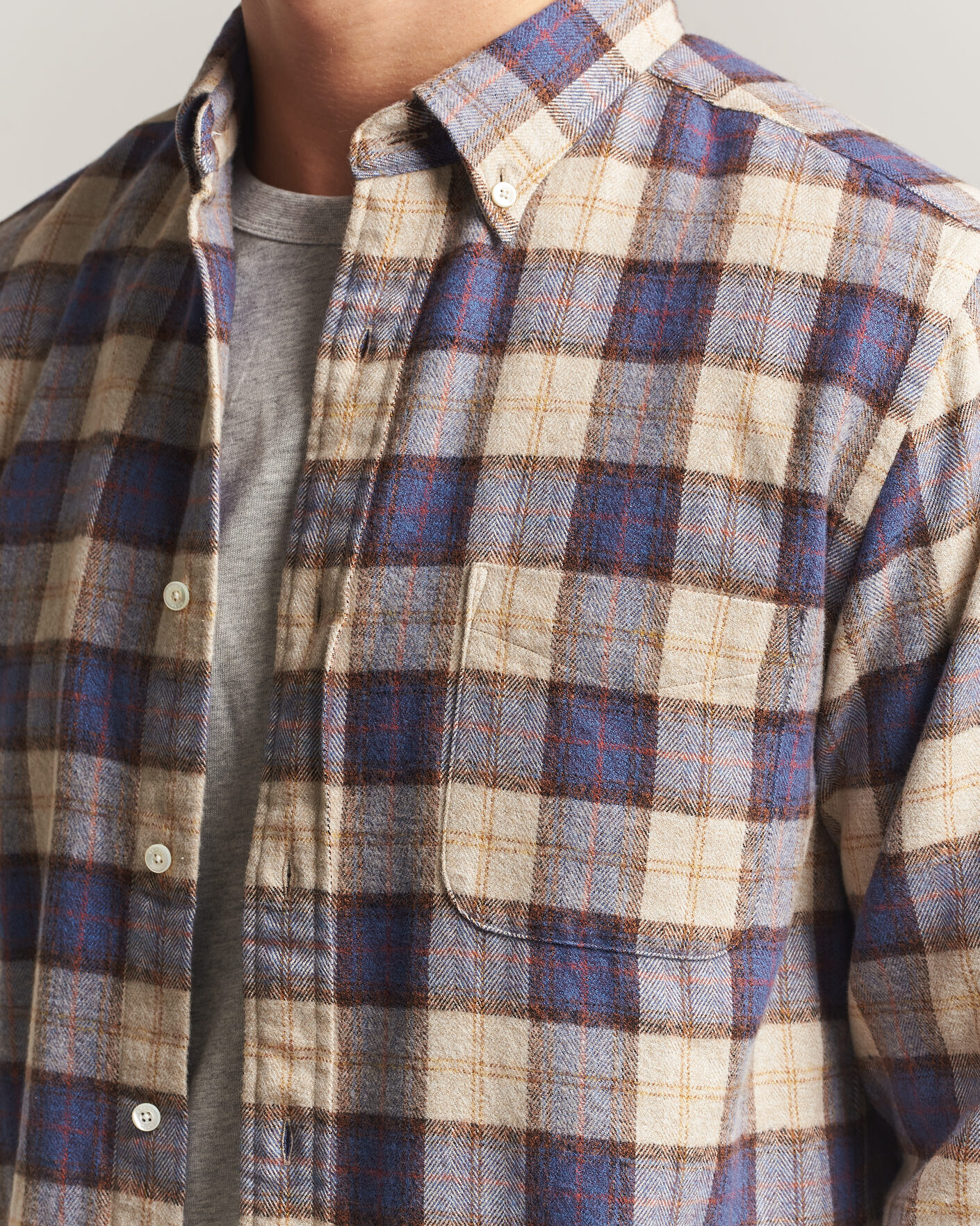 Herre | Skjorter | BEAMS PLUS | Plaid Button Down Shirt White/Blue