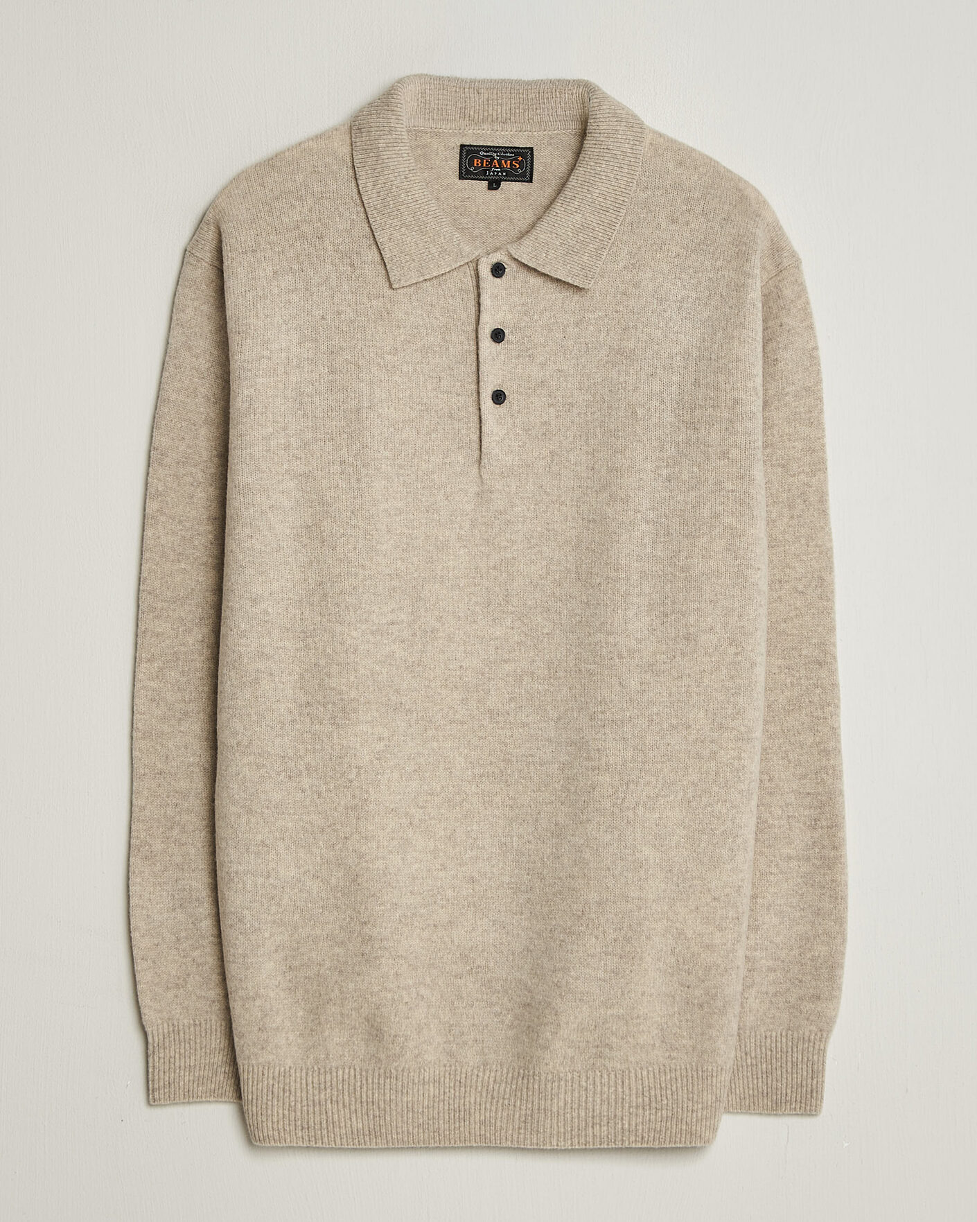 Herre | Gensere | BEAMS PLUS | Knitted Wool Polo Beige