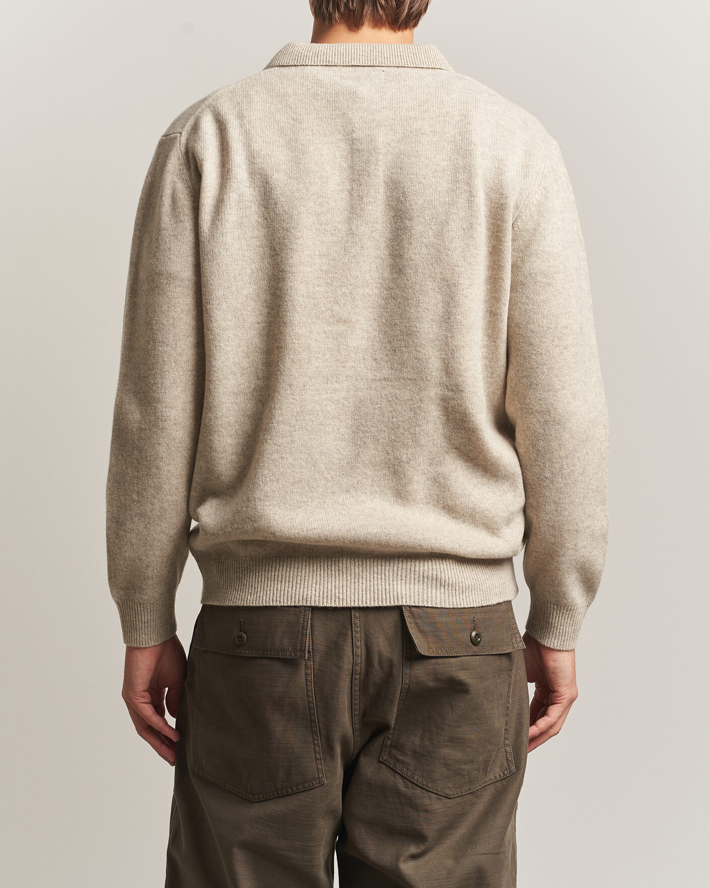 Herre | Gensere | BEAMS PLUS | Knitted Wool Polo Beige