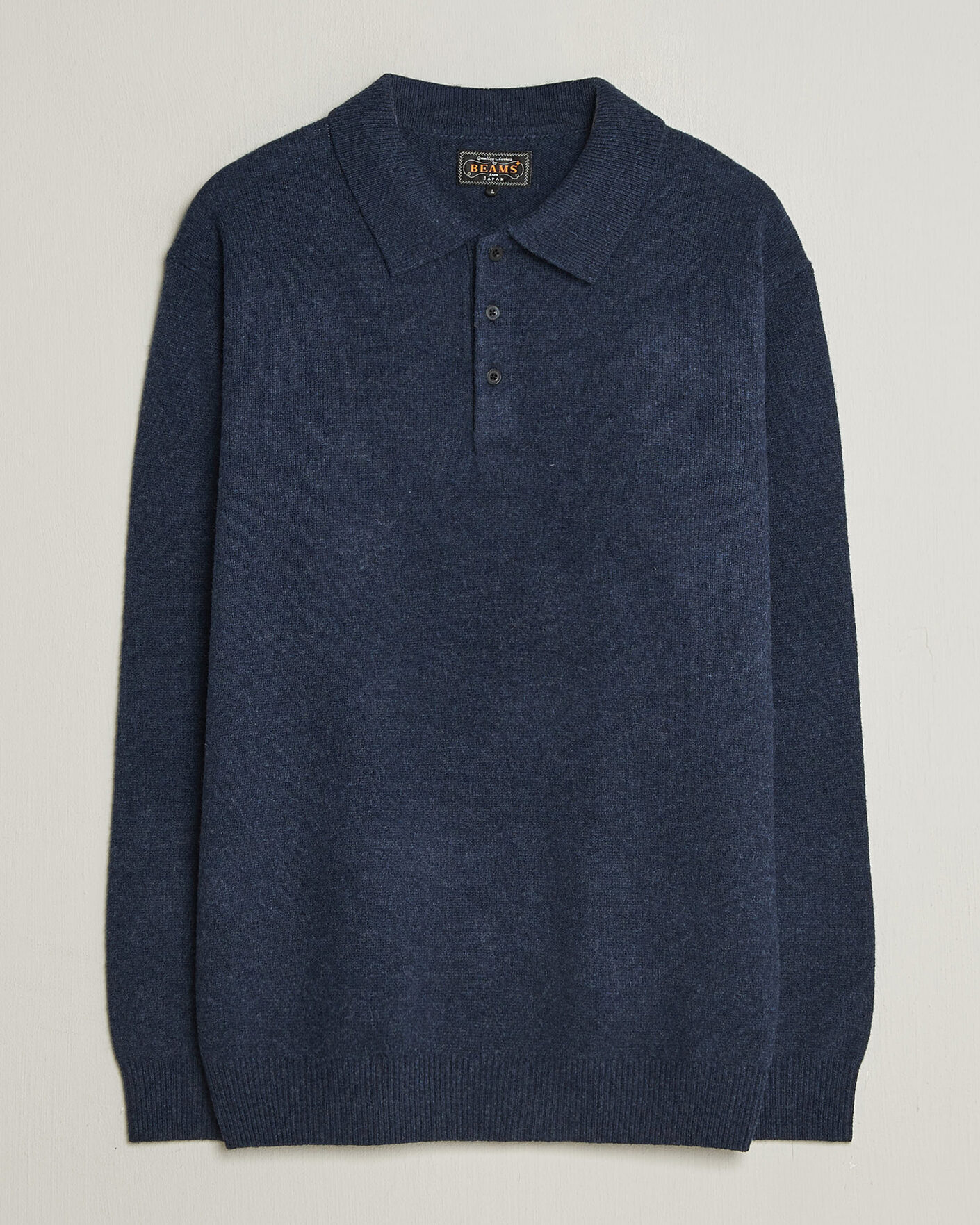 Herre | Gensere | BEAMS PLUS | Knitted Wool Polo Navy