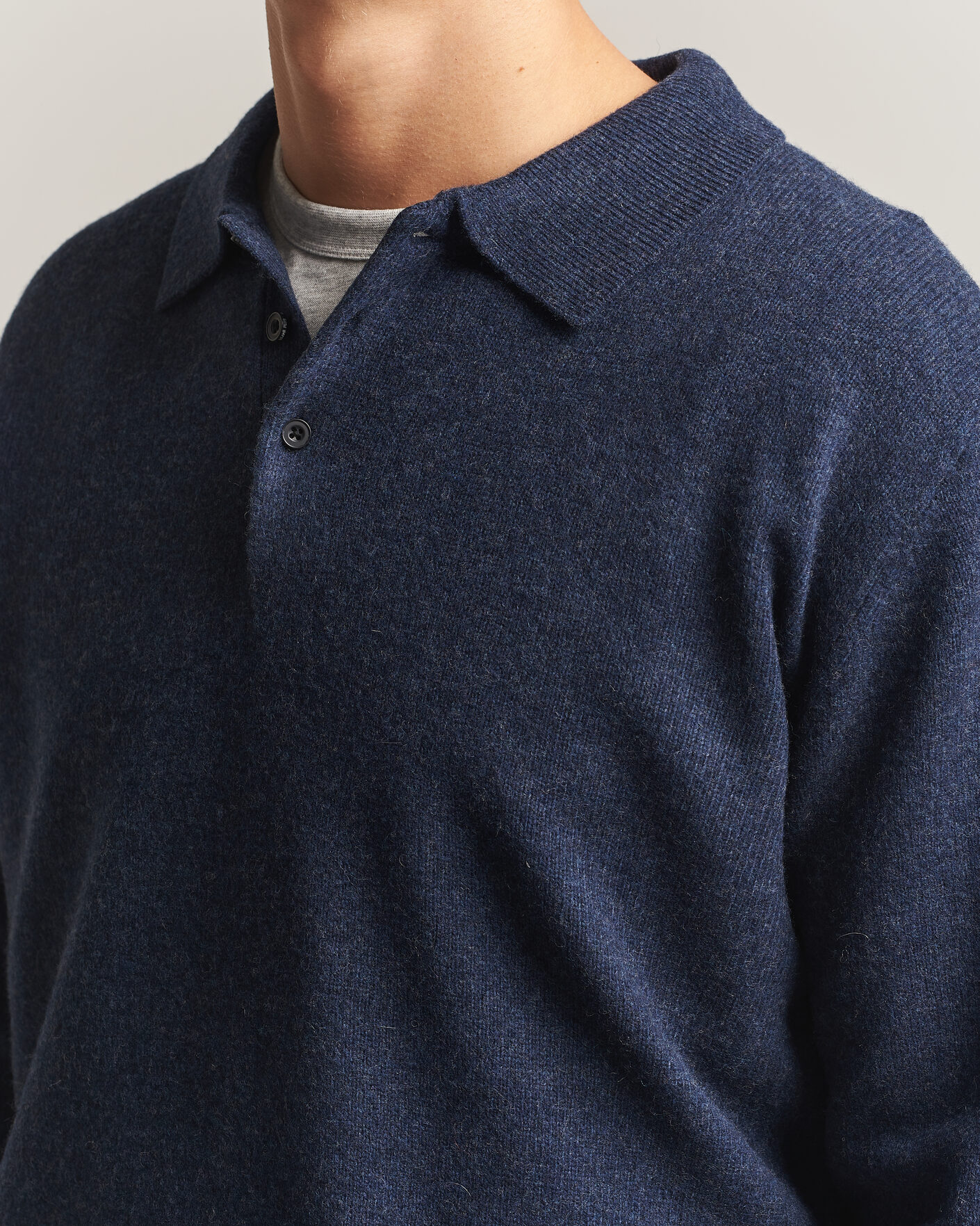 Herre | Gensere | BEAMS PLUS | Knitted Wool Polo Navy