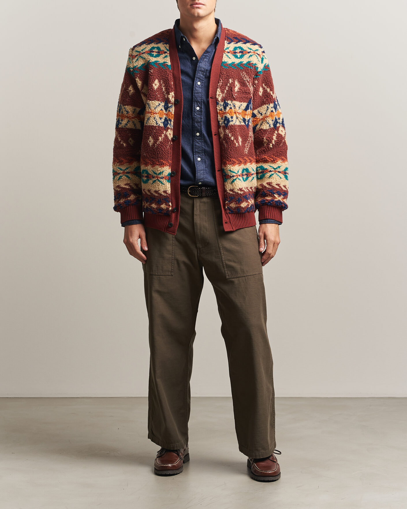 Herre | Gensere | BEAMS PLUS | Boa Jacquard Cardigan Brown