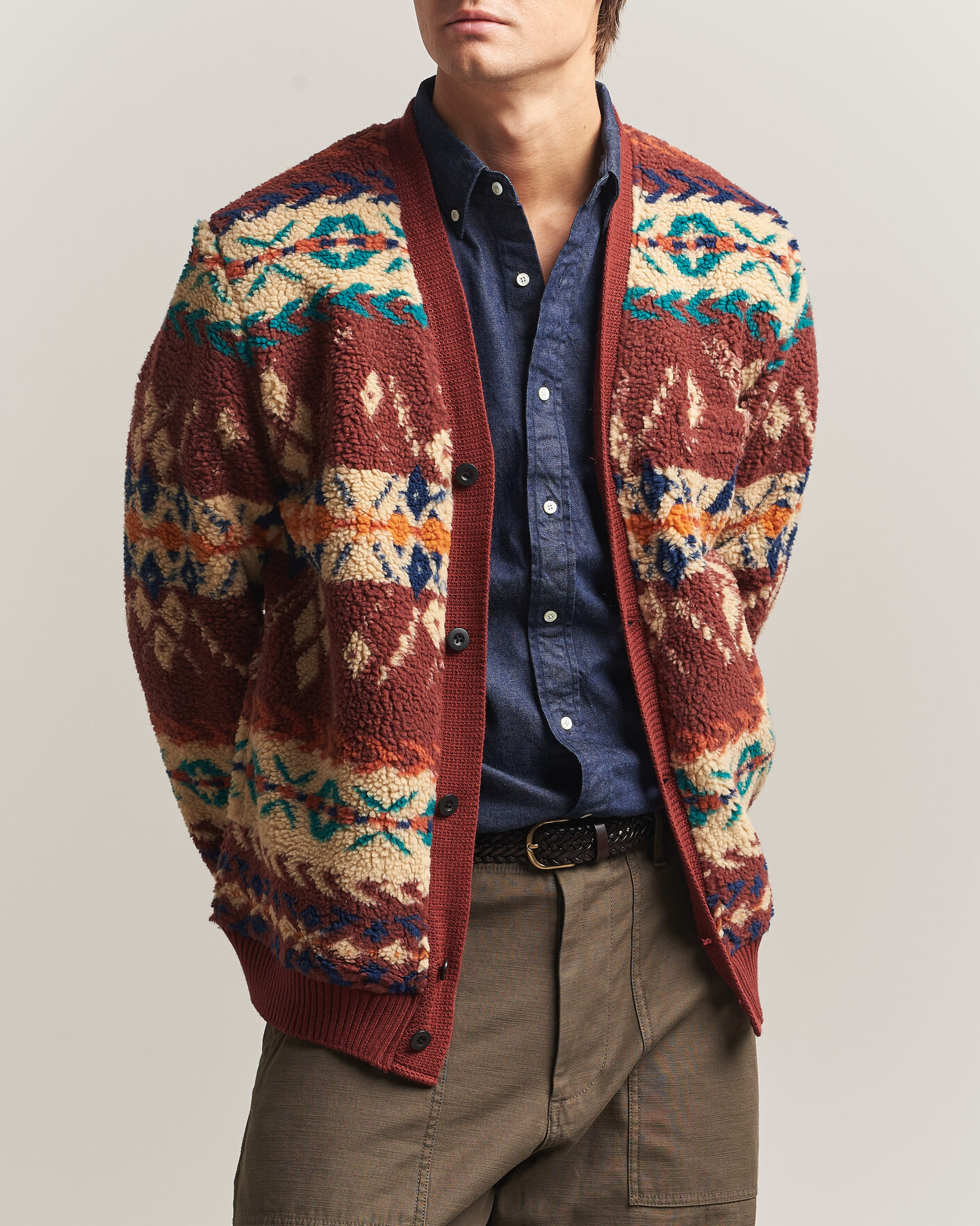 Herre | Gensere | BEAMS PLUS | Boa Jacquard Cardigan Brown