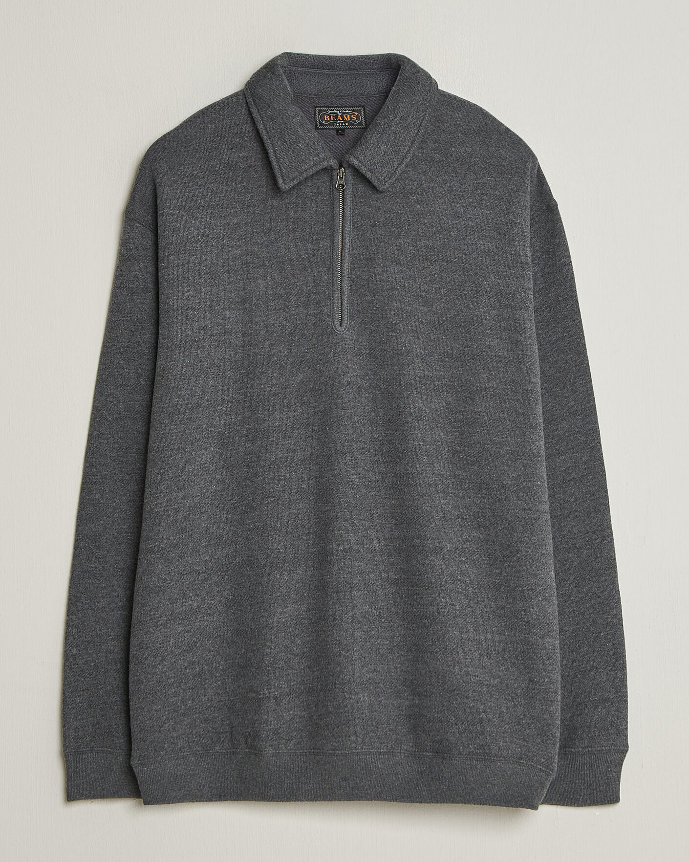 Herre | Gensere | BEAMS PLUS | Wool/Cotton Half Zip Charcoal