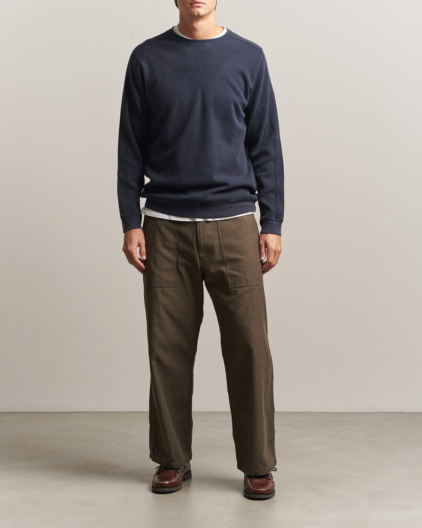 Herre | T-Shirts | BEAMS PLUS | Fade Thermal Crew Navy